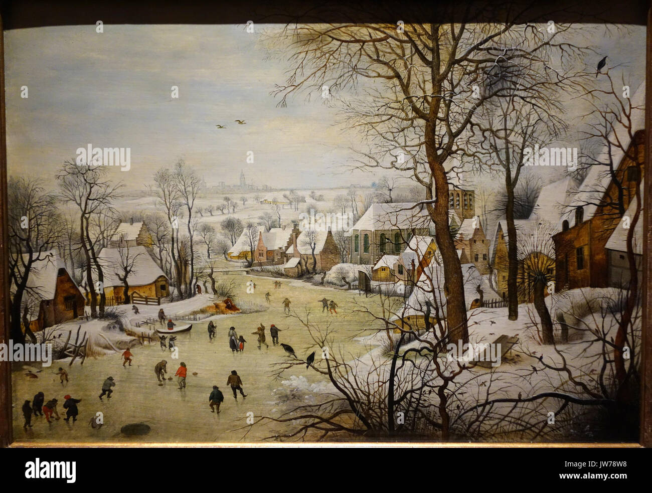 Winter Landscape with Bird Trap, by Pieter Brueghel the Younger, late 1500s to early 1600s, oil on panel   National Museum of Western Art, Tokyo   DSC08409 Stock Photo