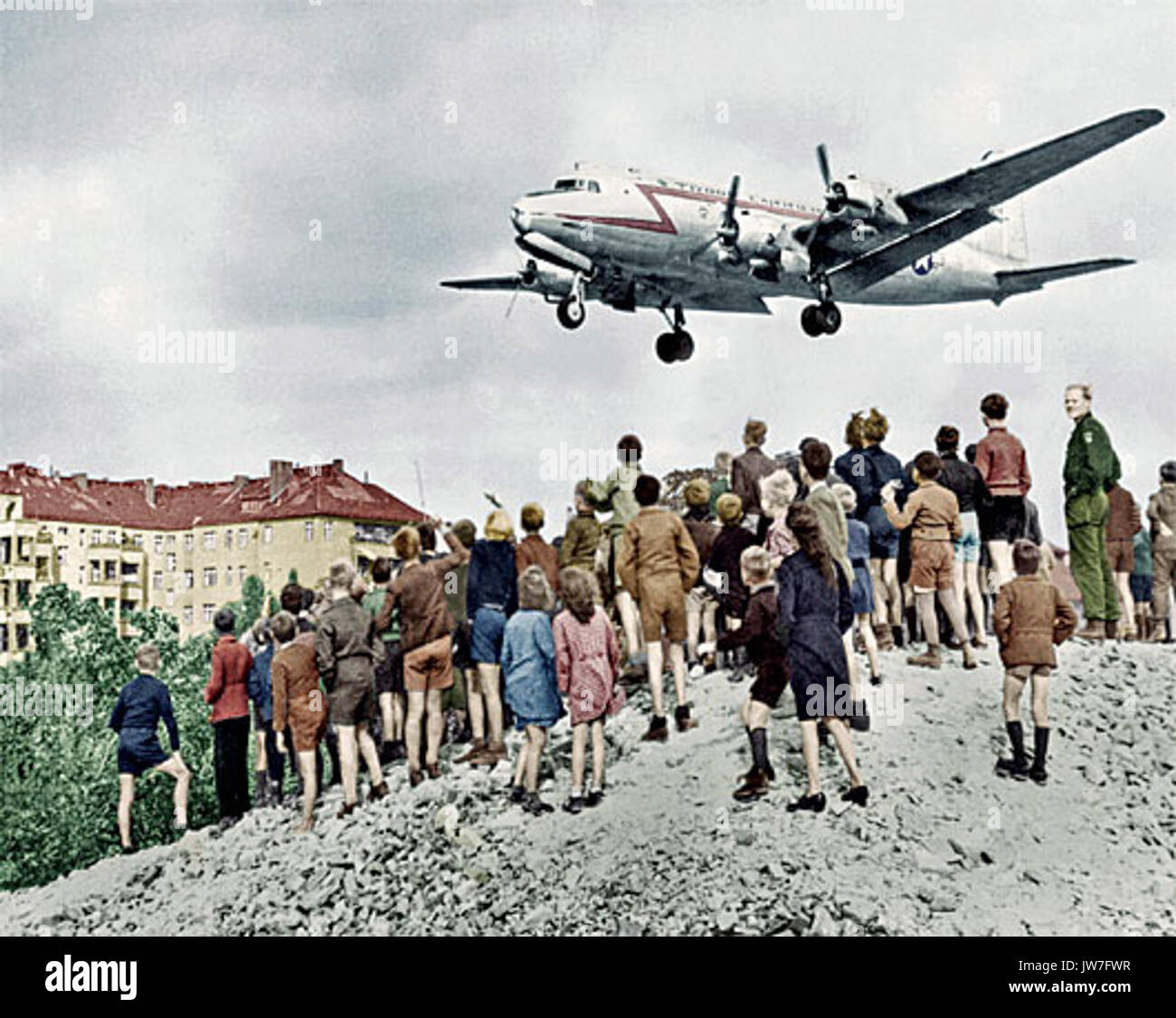 C 54 landing at Tempelhof 1948 Stock Photo