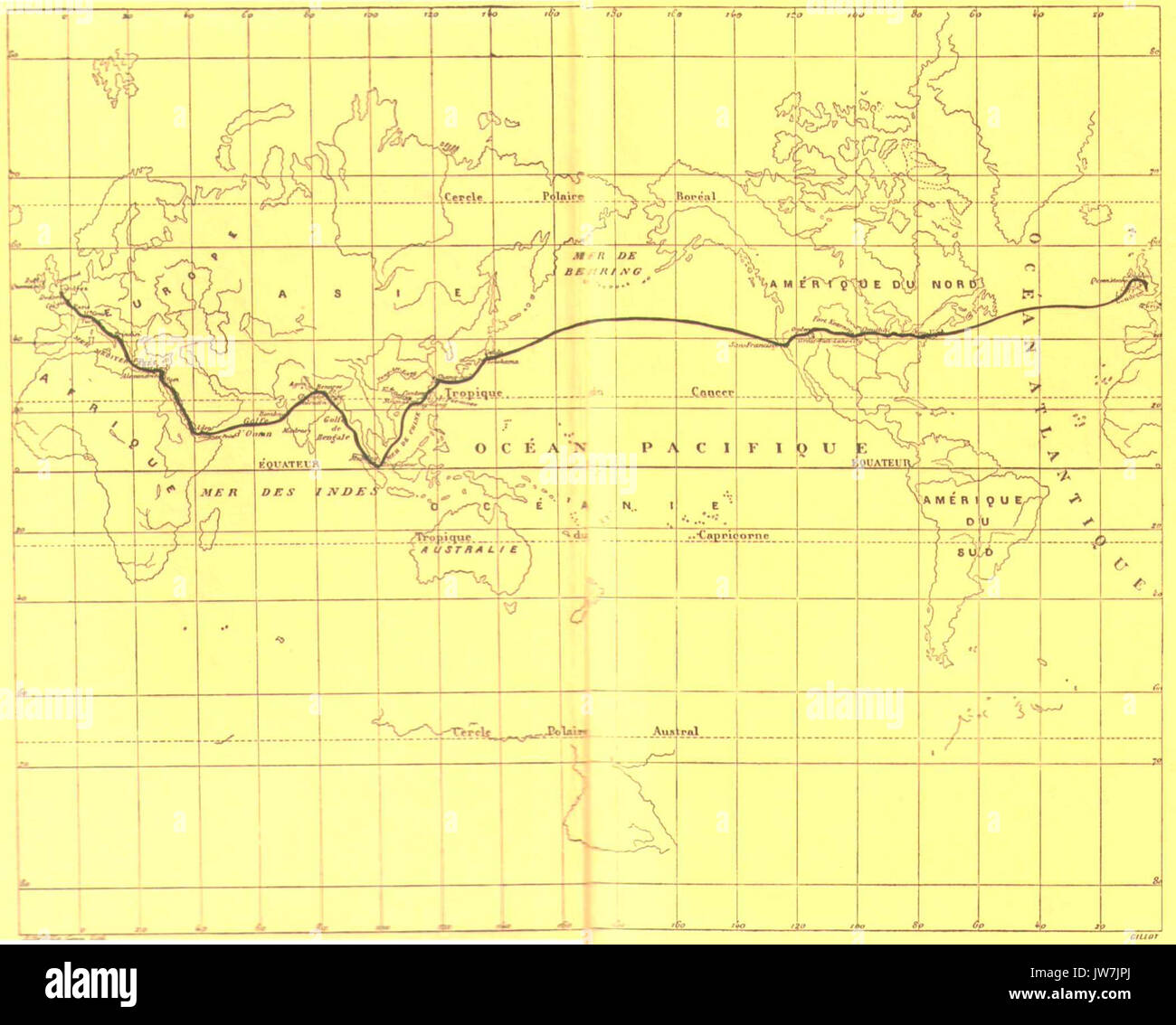 Around the World in Eighty Days map Stock Photo Alamy