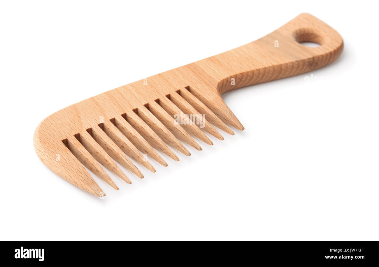 Wooden comb isolated on white Stock Photo
