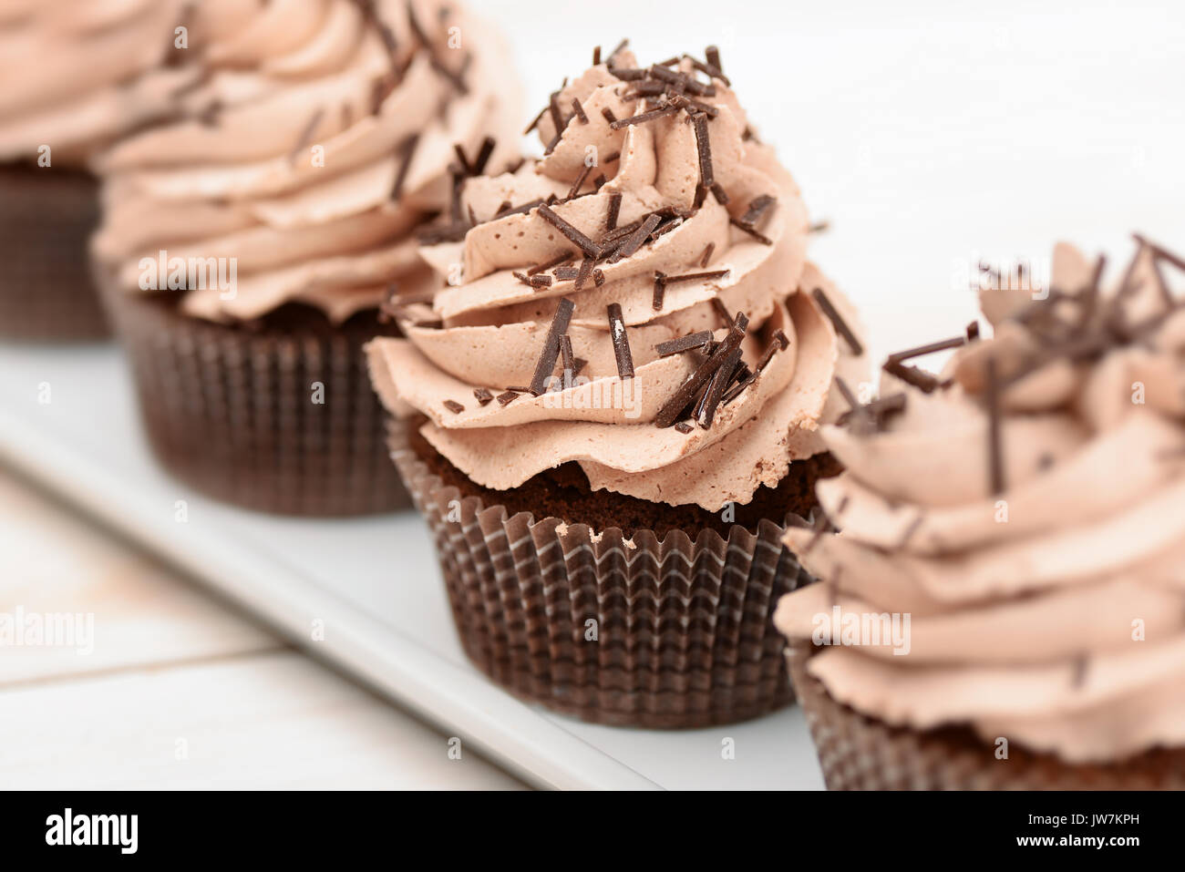 Close up of chocolate cupcakes Stock Photo