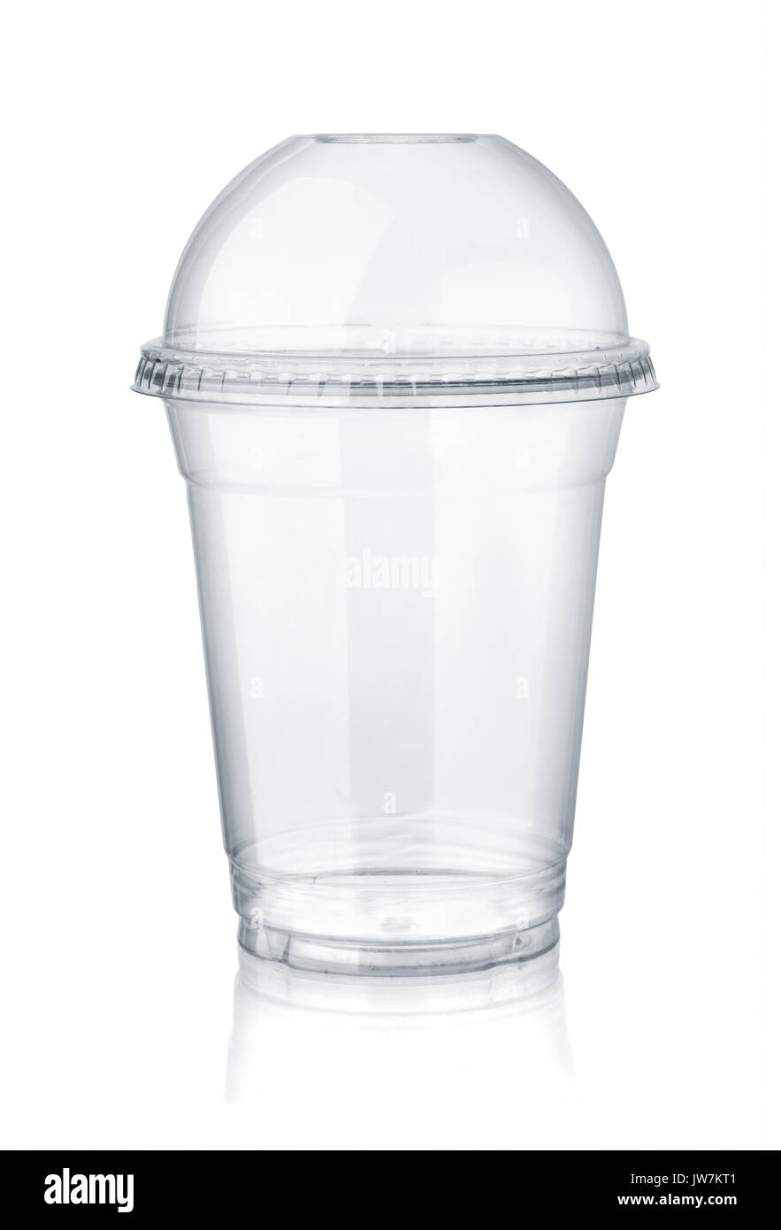 Plastic clear cup with dome lid isolated on white Stock Photo - Alamy