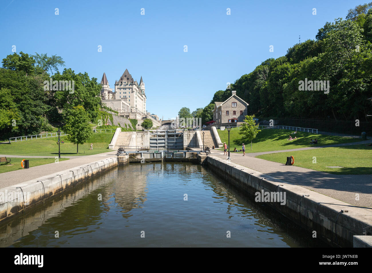 Rideau Canal Locks in Ottawa Ontario Canada Stock Photo Alamy