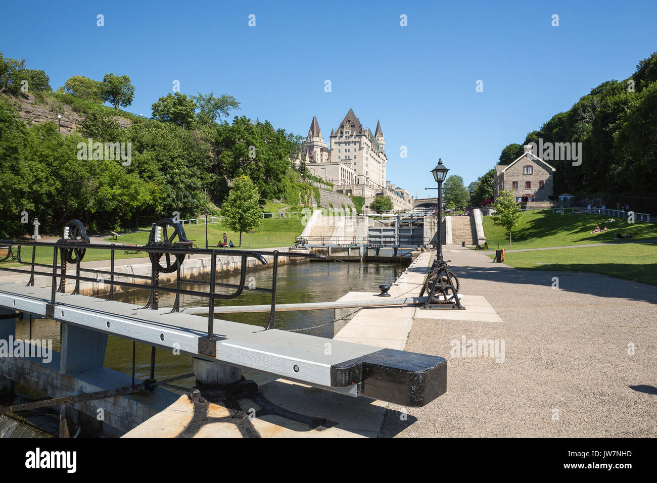 Rideau Canal Locks in Ottawa Ontario Canada Stock Photo Alamy
