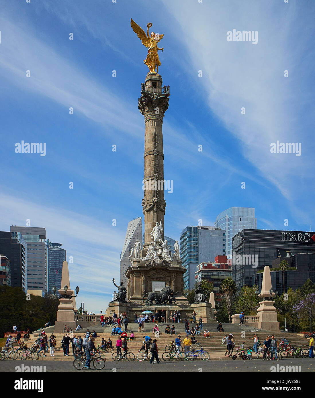 America; Mexico; Mexico City; Paseo de la Reforma; Angel of Independence monument Stock Photo