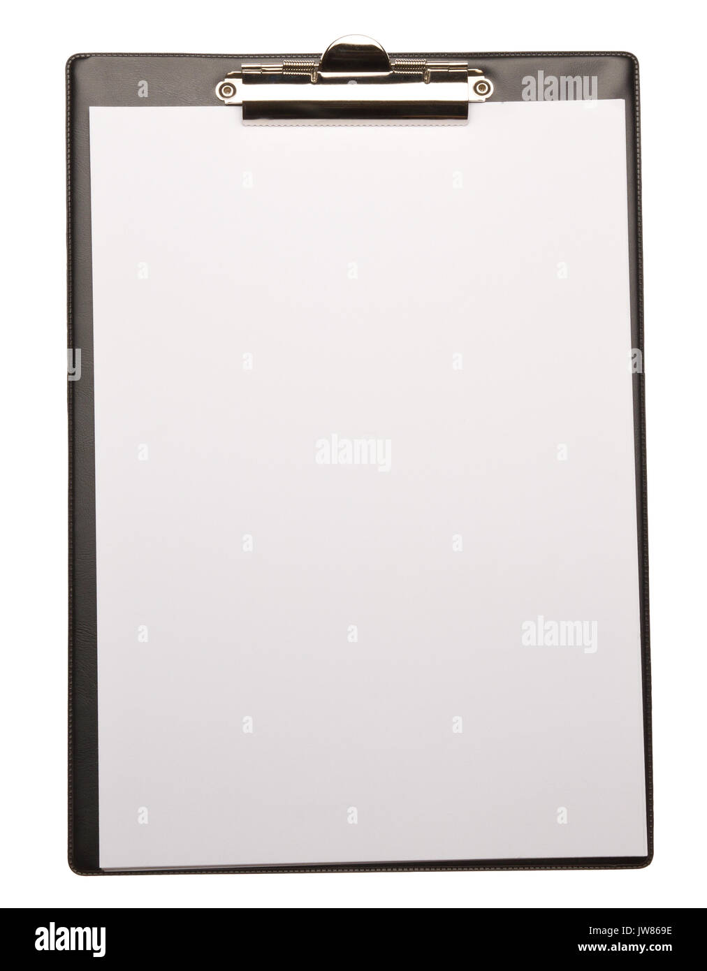 Clipboard with blank paper isolated on white Stock Photo Alamy