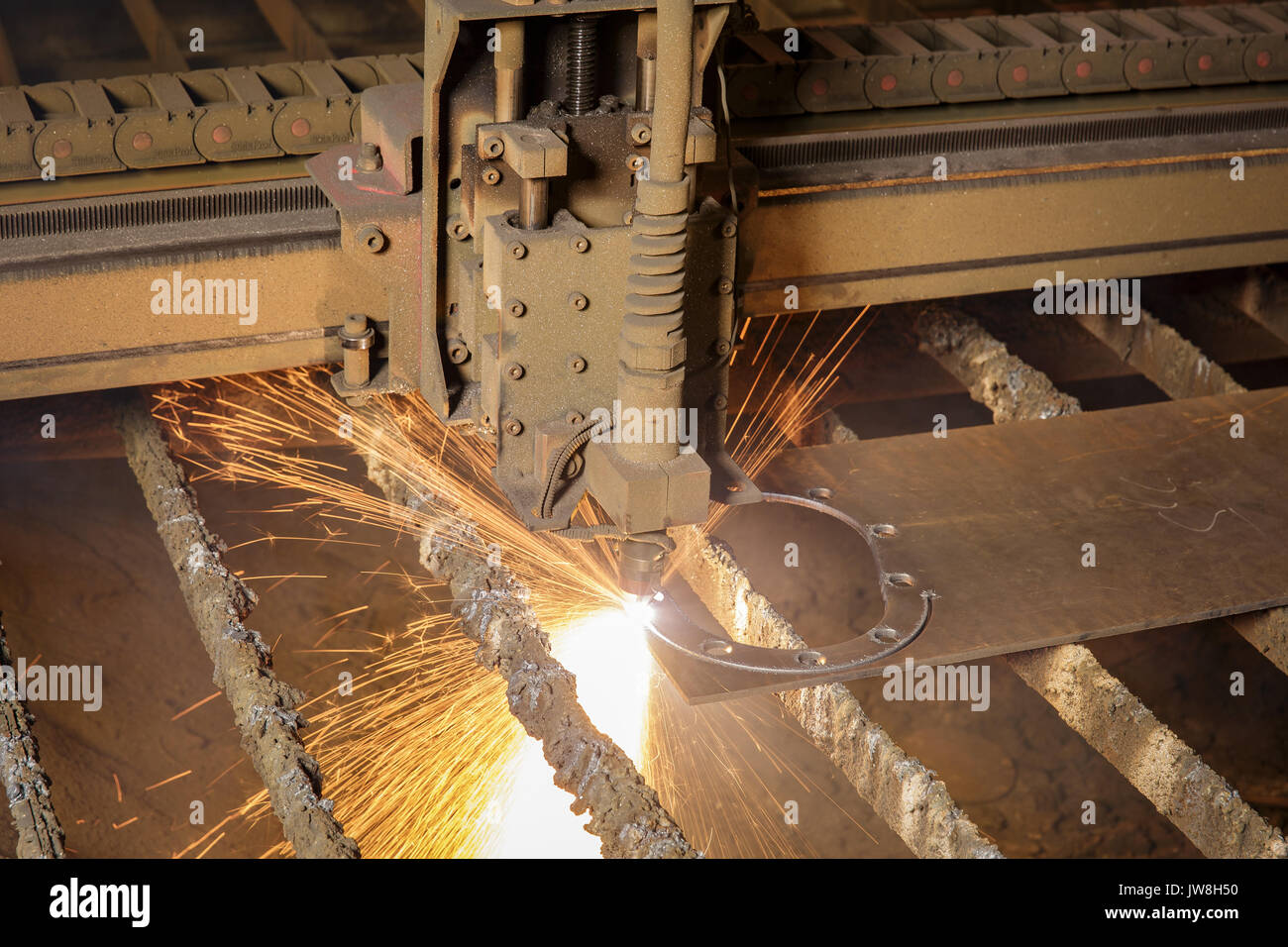 CNC plasma cutting machine during operation Stock Photo Alamy