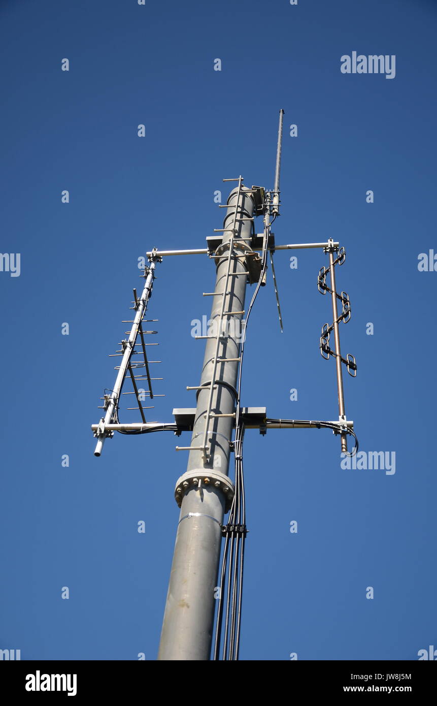 Radio mast, Telecommunications tower Stock Photo