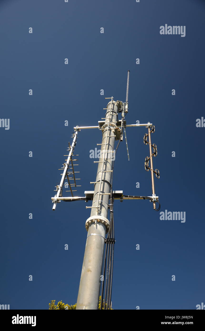 Radio mast, Telecommunications tower Stock Photo