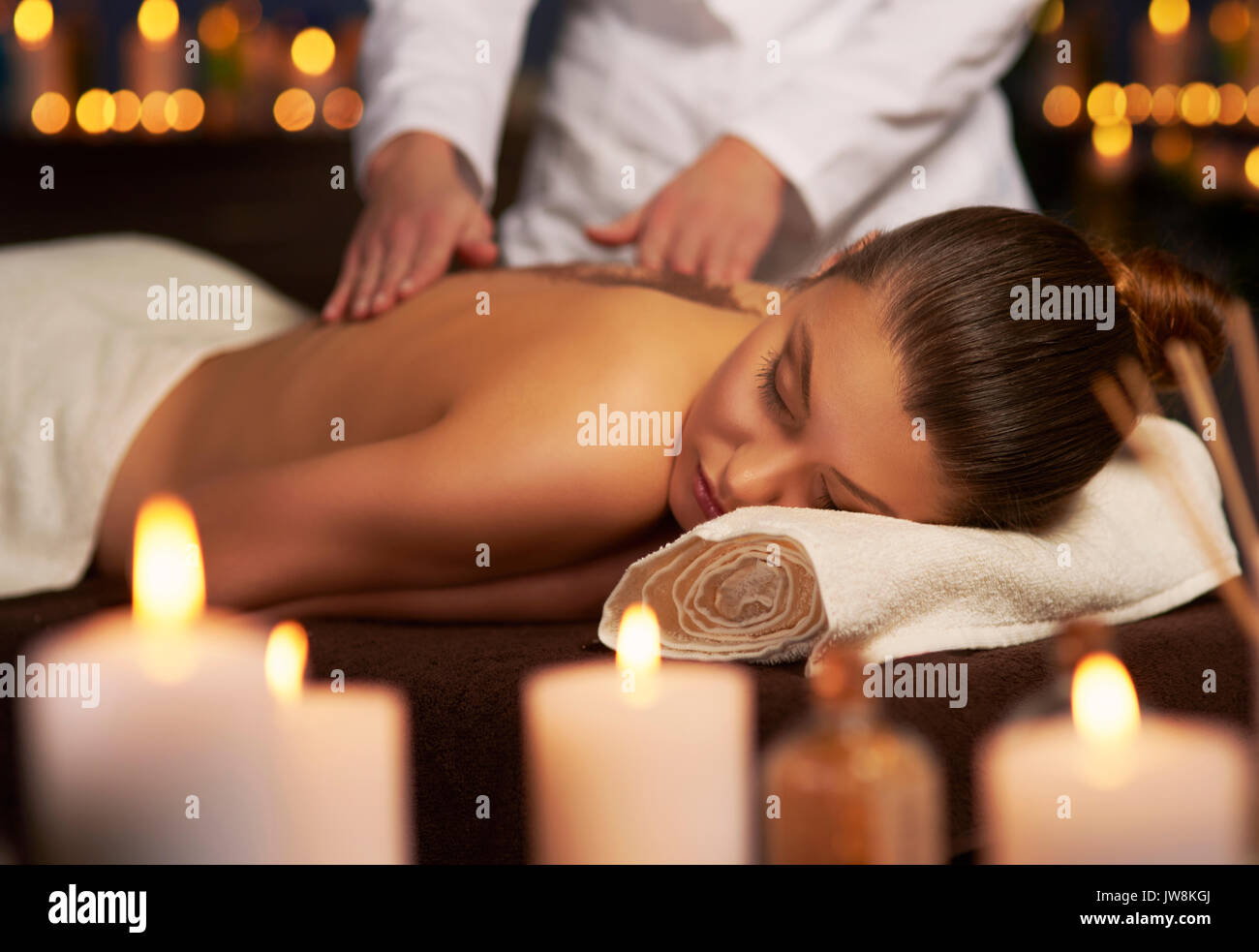 Professional woman making spa treatment Stock Photo