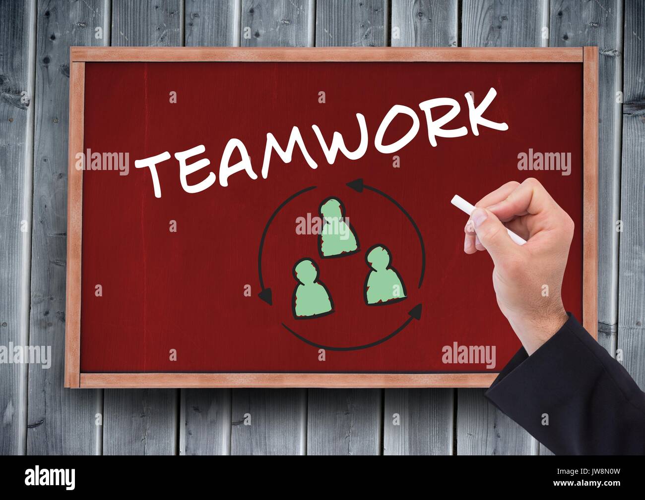 Digital composite of Hand writing teamwork on blackboard Stock Photo ...