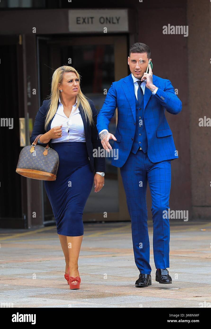 Reality TV star Jeremy McConnell outside Liverpool magistrates Court where he is to be sentenced for assaulting ex-girlfriend Stephanie Davis. Stock Photo