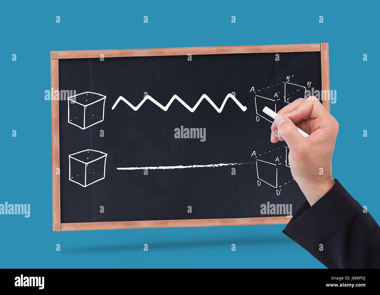 Digital composite of Hand drawing diagrams on blackboard Stock Photo