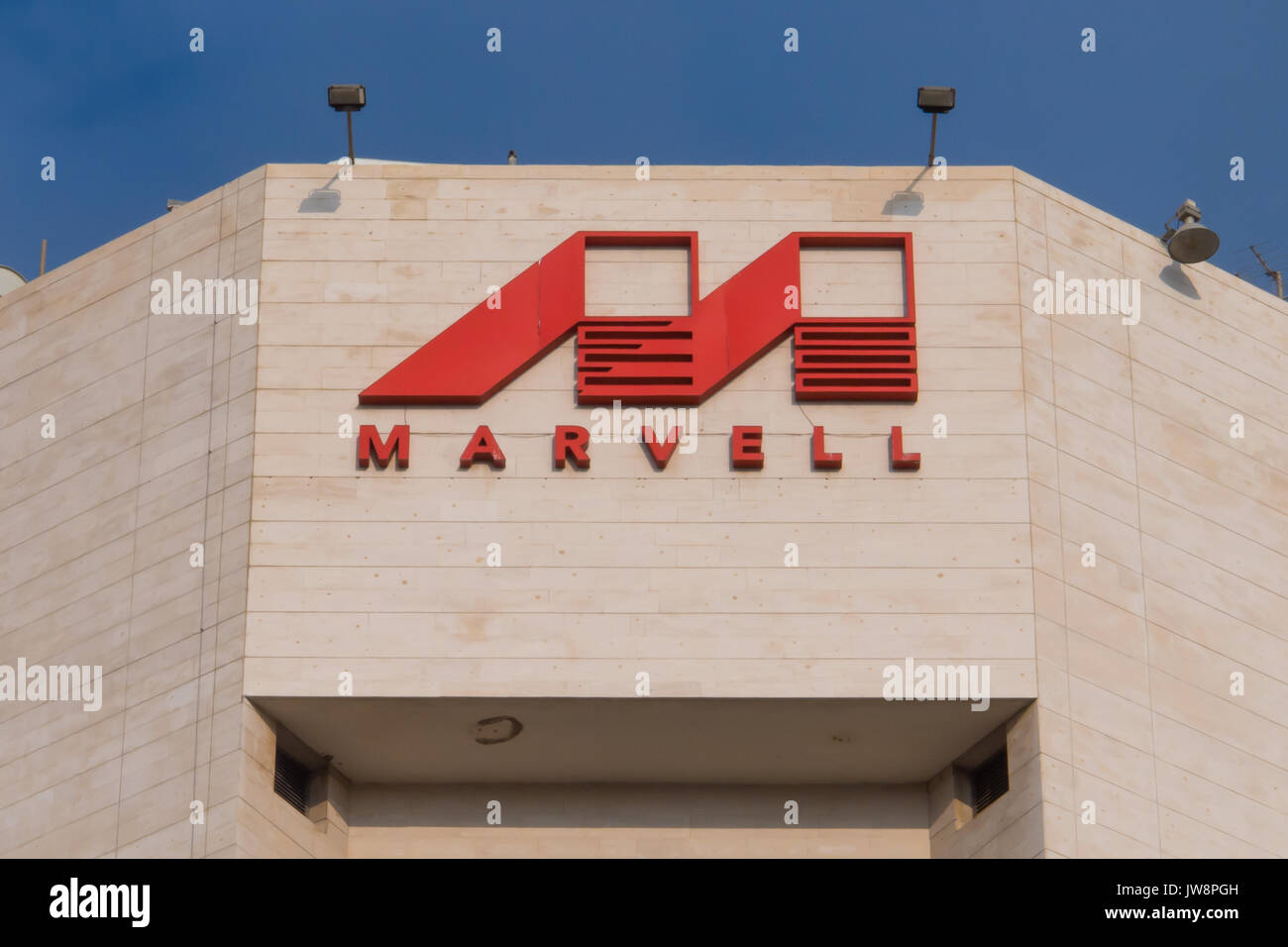 Petach Tikva, Israel. August 11, 2017. Marvell Technology logo on their