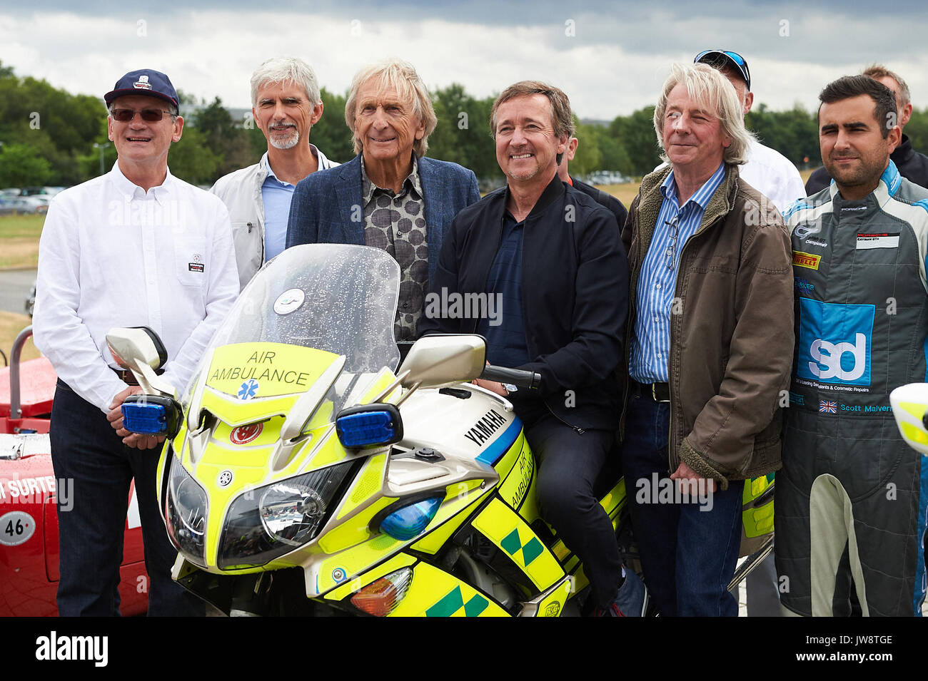 Celebrities of the moto sports world attend a photo call for the Henry Surtees Foundation  Featuring: Damon Hill, Freddie Spencer, Derek Bell Where: Weybridge, United Kingdom When: 11 Jul 2017 Credit: Alan West/WENN.com Stock Photo