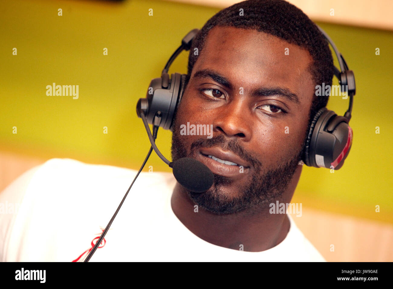 Michael Vick pictured during an interview with 97.5 The Fanatic at
