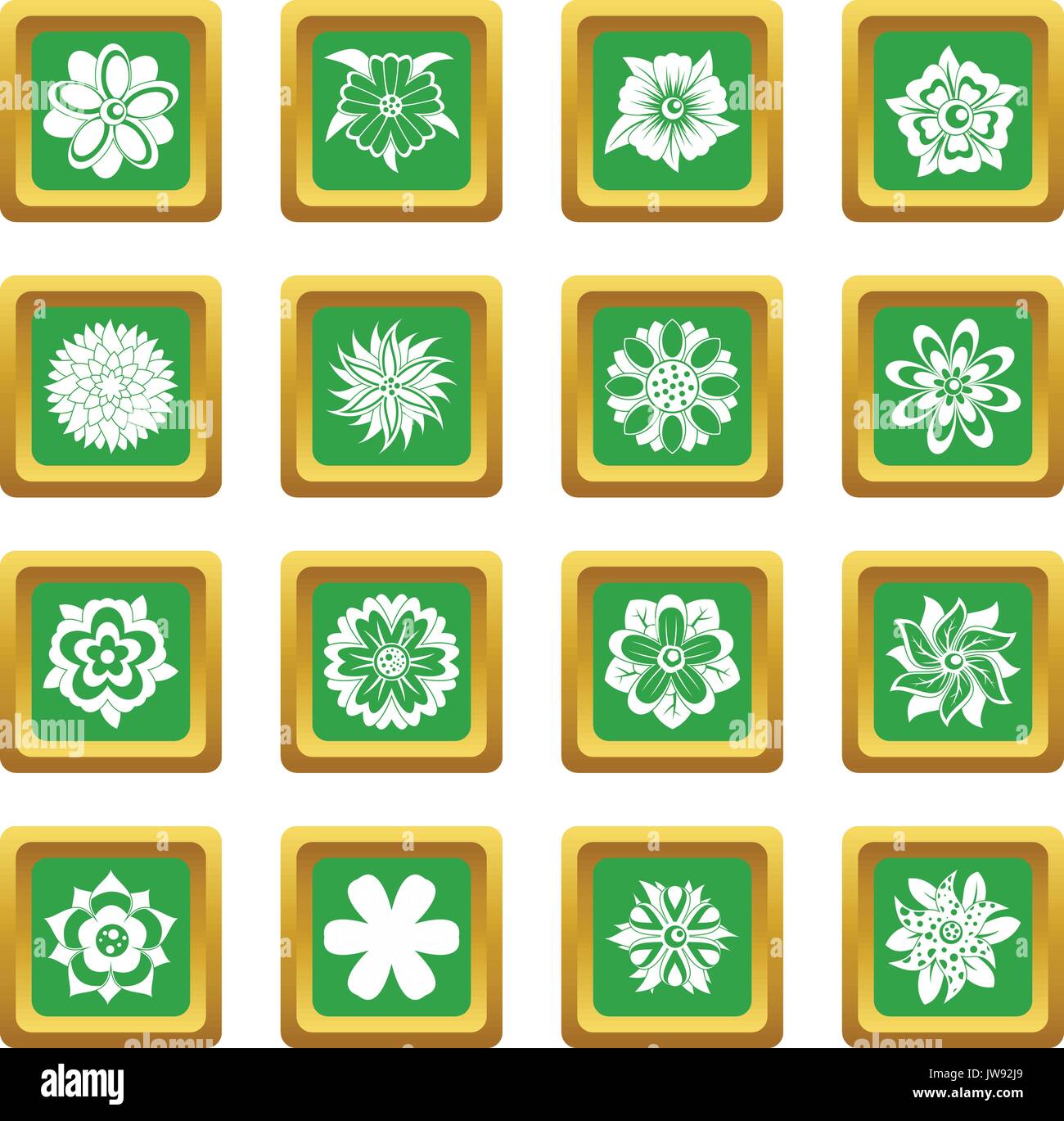 Different flowers icons set green Stock Vector Image & Art - Alamy