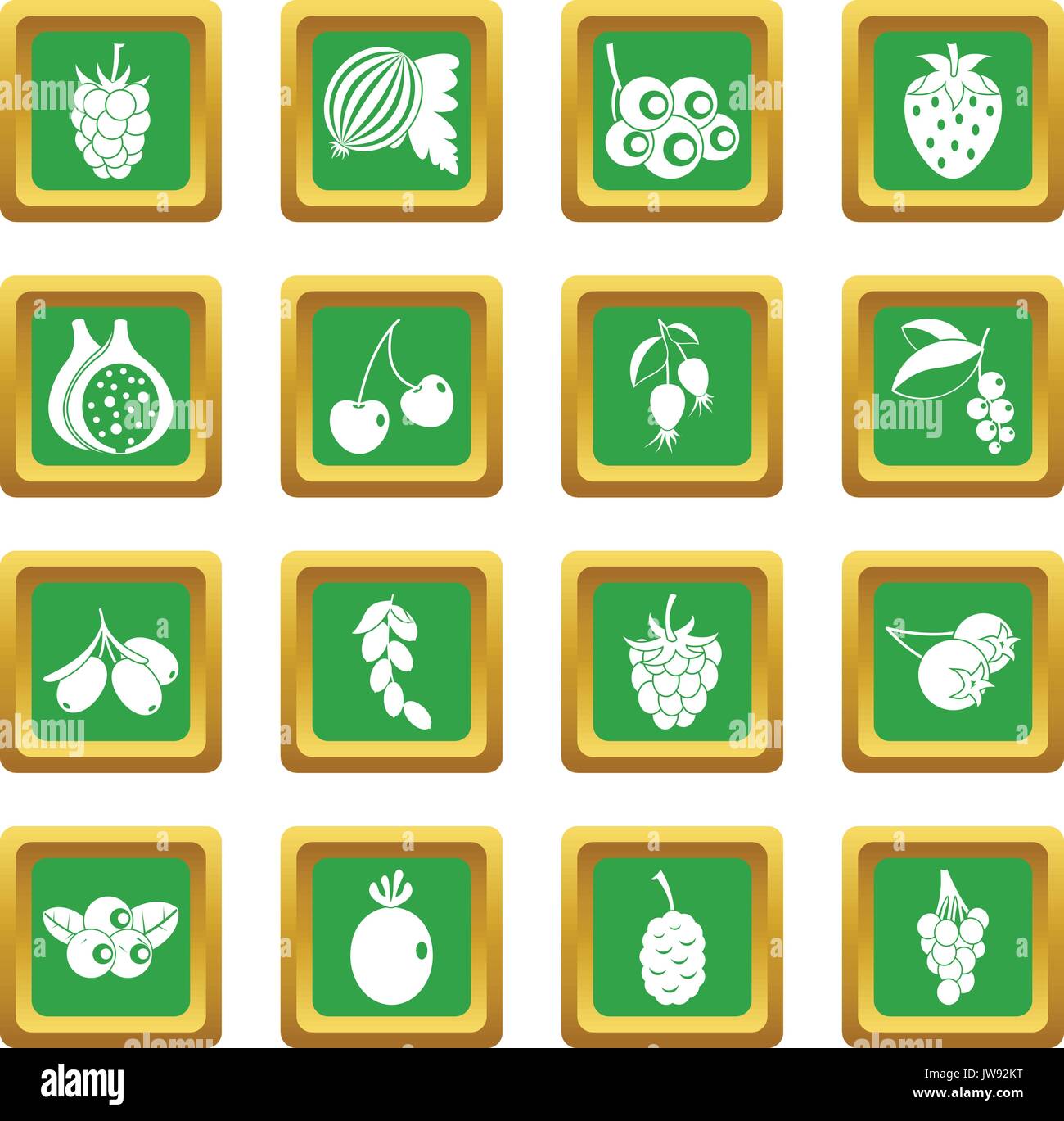 Berries icons set green Stock Vector Image & Art - Alamy