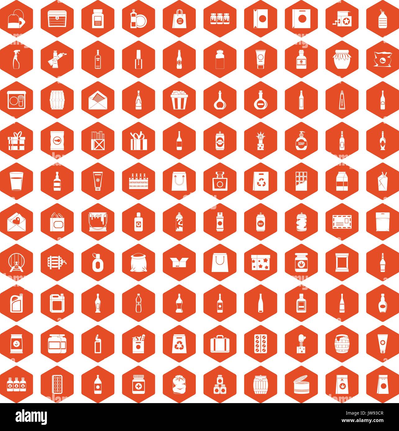 100 packaging icons hexagon orange Stock Vector Image & Art - Alamy
