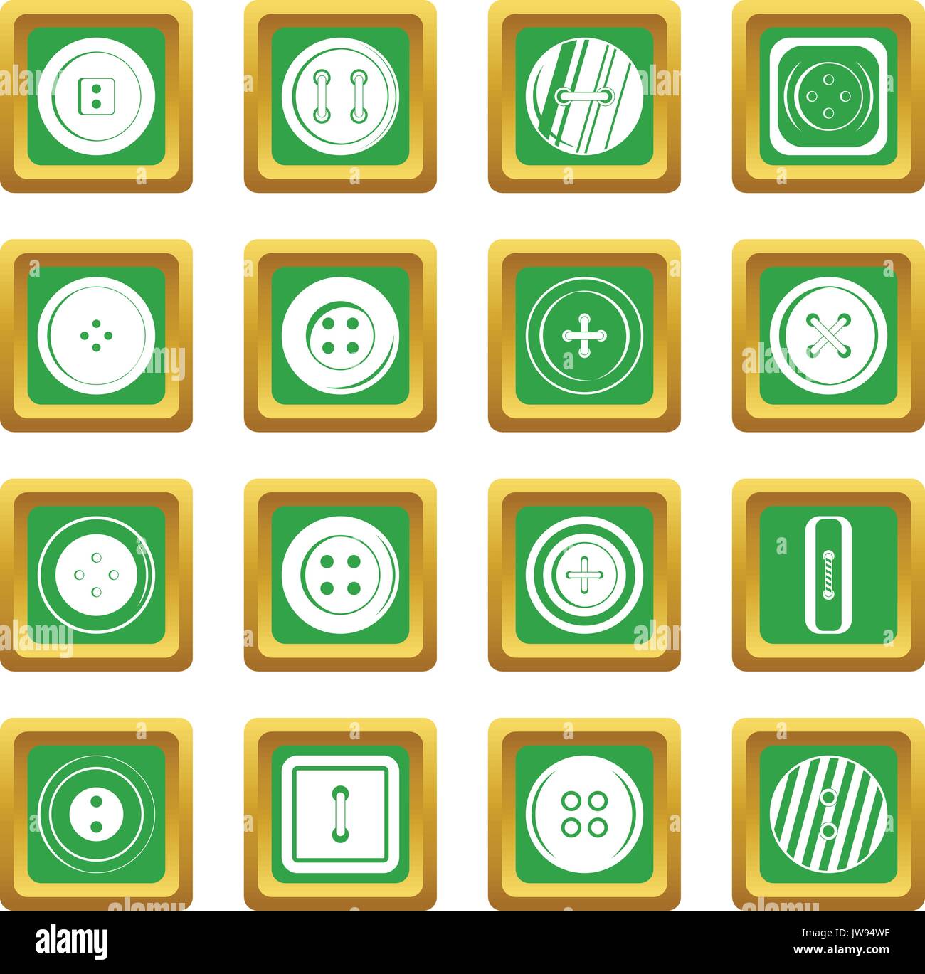 Clothes button icons set green Stock Vector