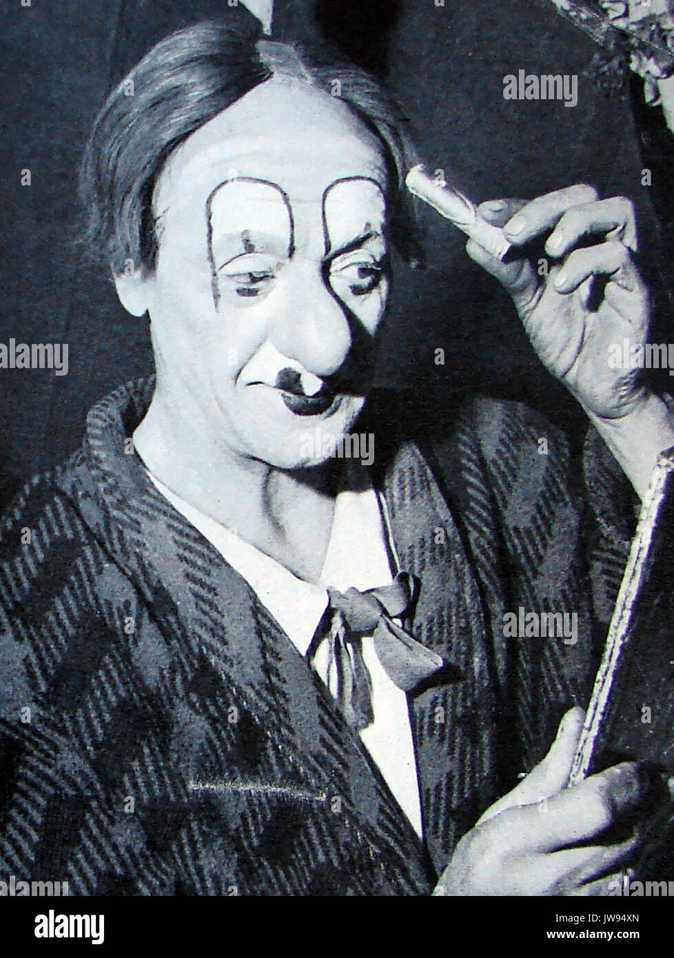 Bertram Mills Circus (UK)  -Coco the clown (Nikolai  Poliakoff)  prepares for a performance. Stock Photo