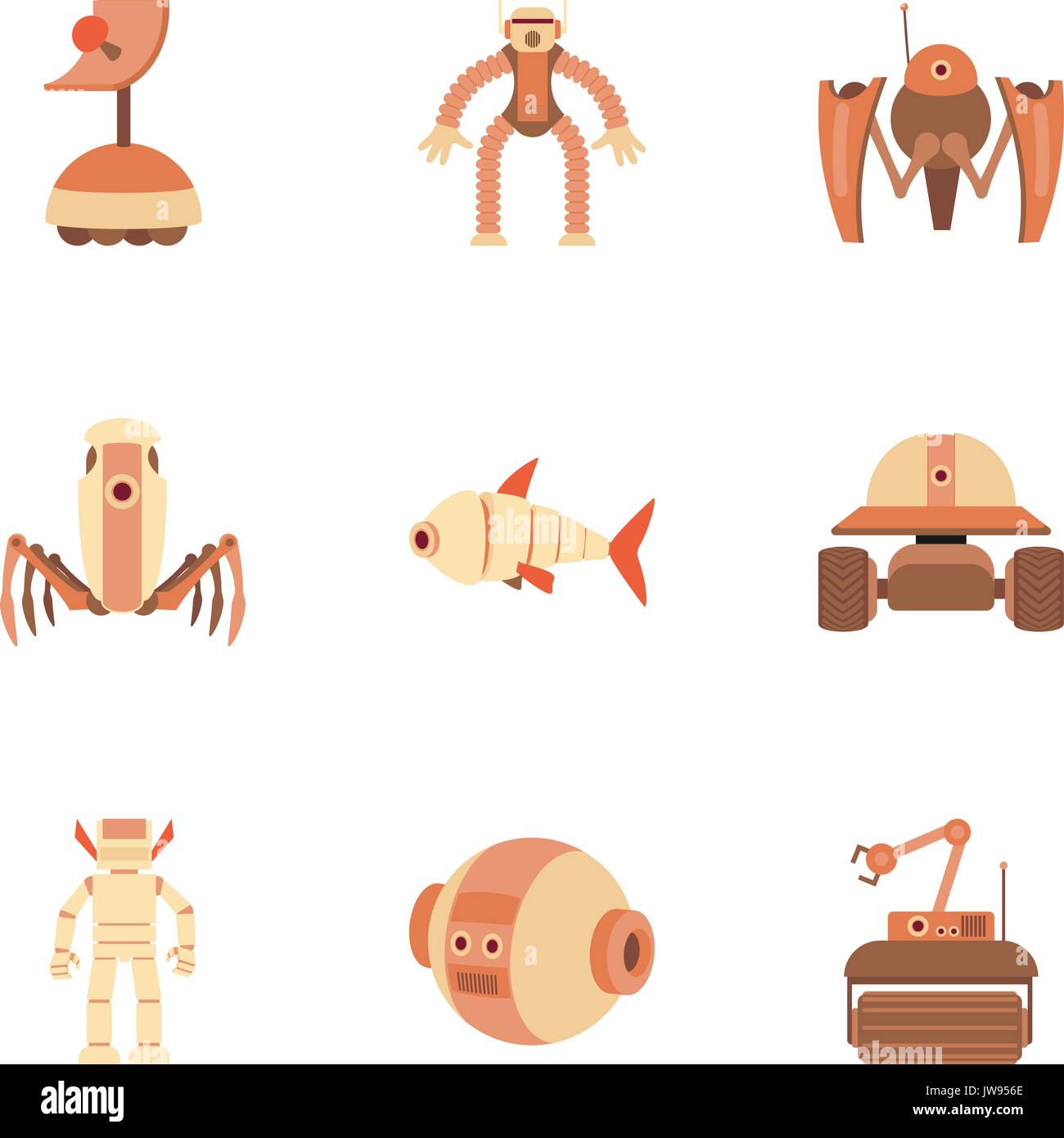 Robotic machine icons set, cartoon style Stock Vector Image & Art - Alamy