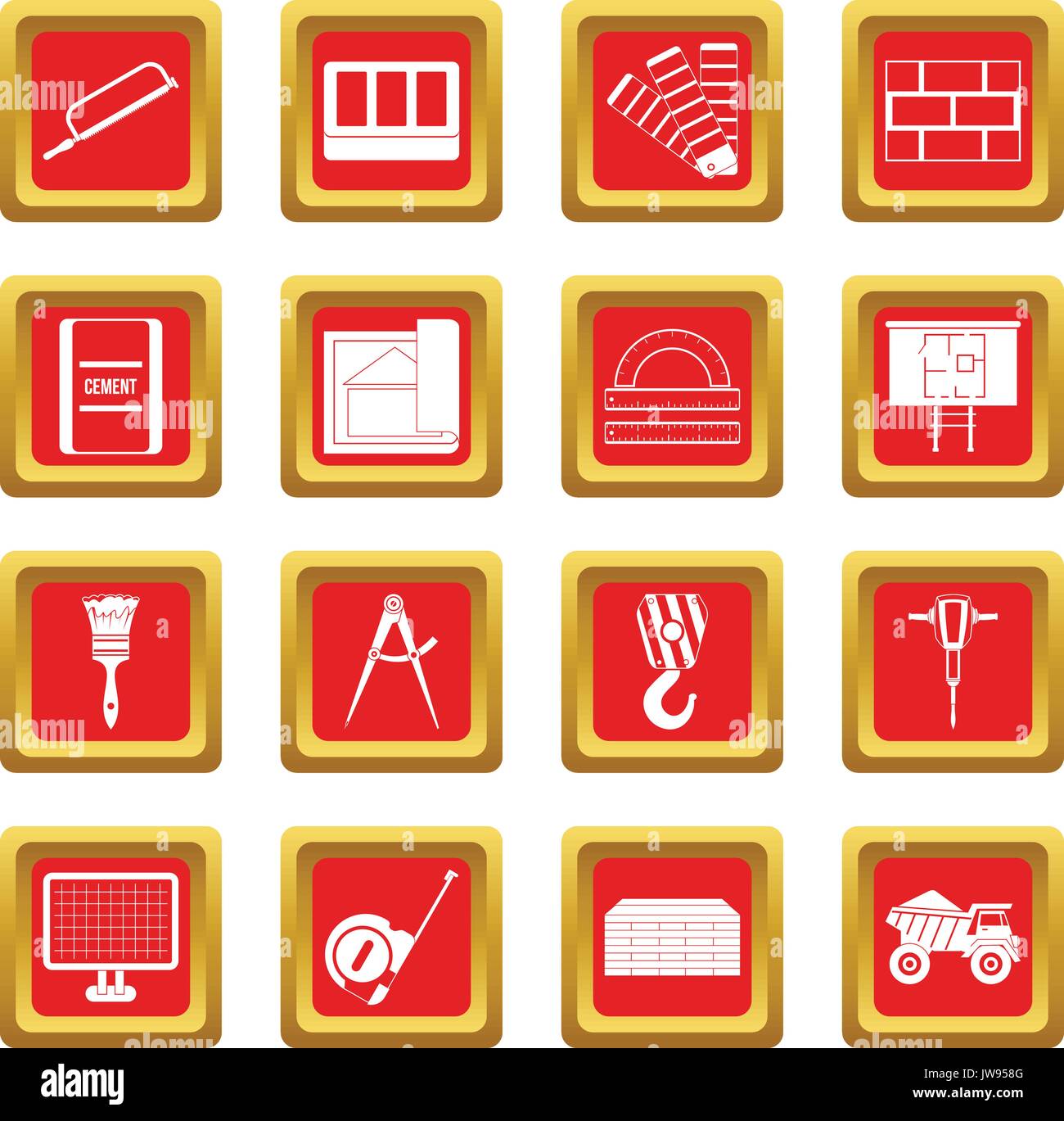 Construction icons set red Stock Vector Image & Art - Alamy