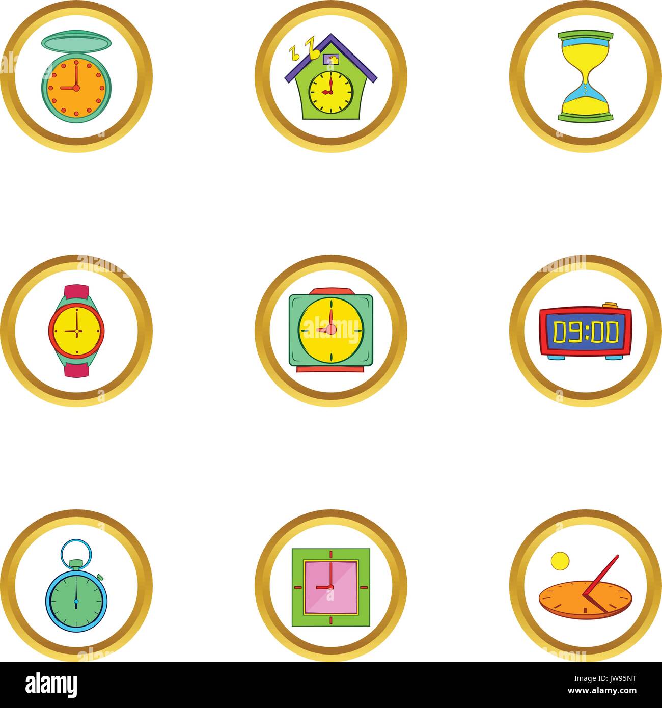Timers and watches icons set, cartoon style Stock Vector Image & Art ...