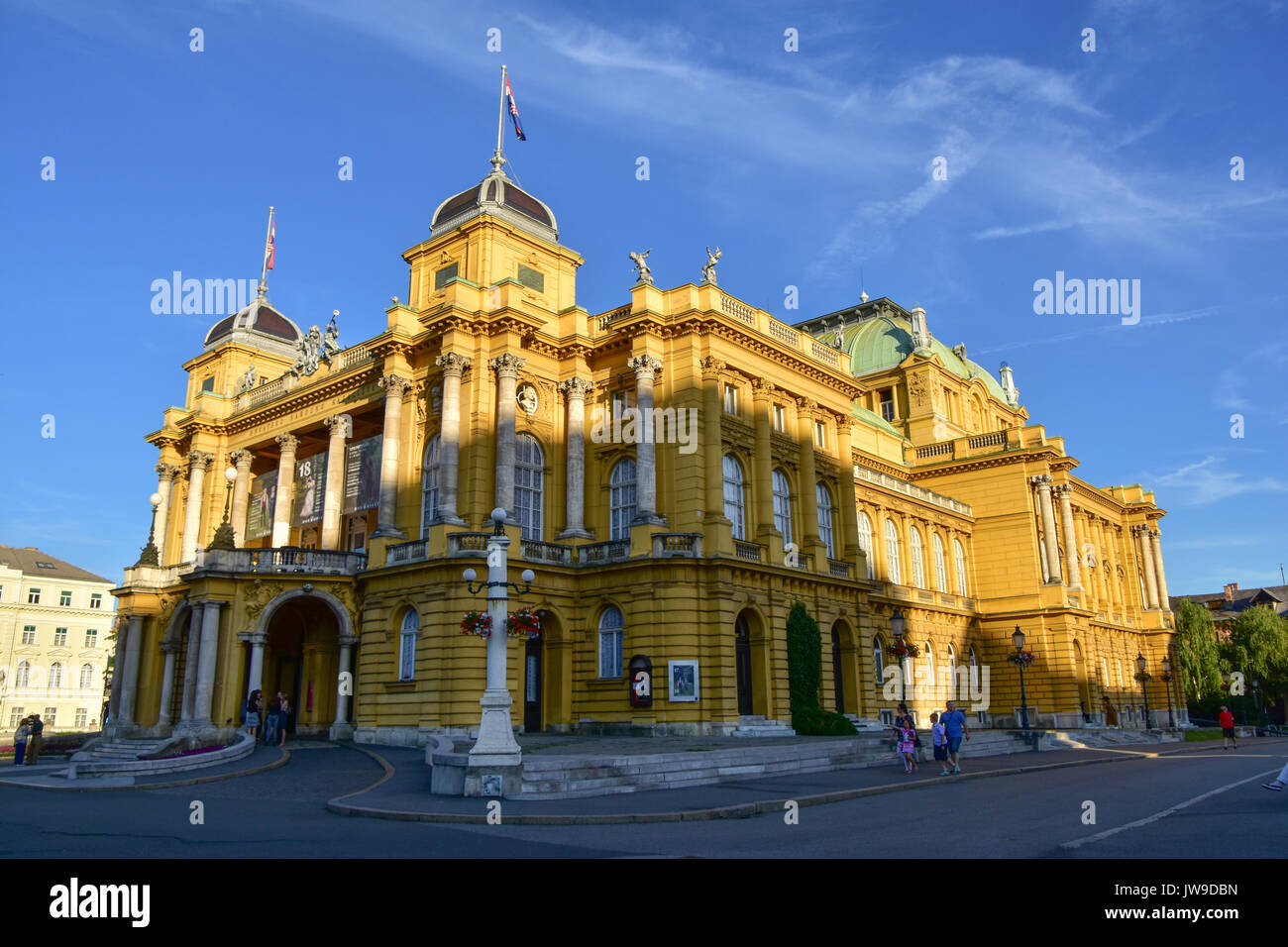 National Theatre at sunset, Zagreb, Croatia Stock Photo