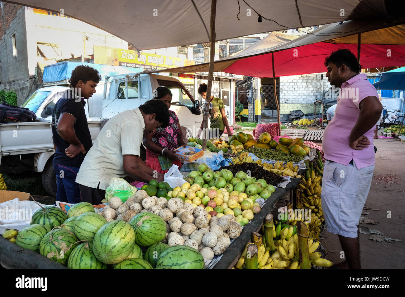 Colombo, Sri Lanka - Sep 5, 2015. People at a rural market in Colombo ...