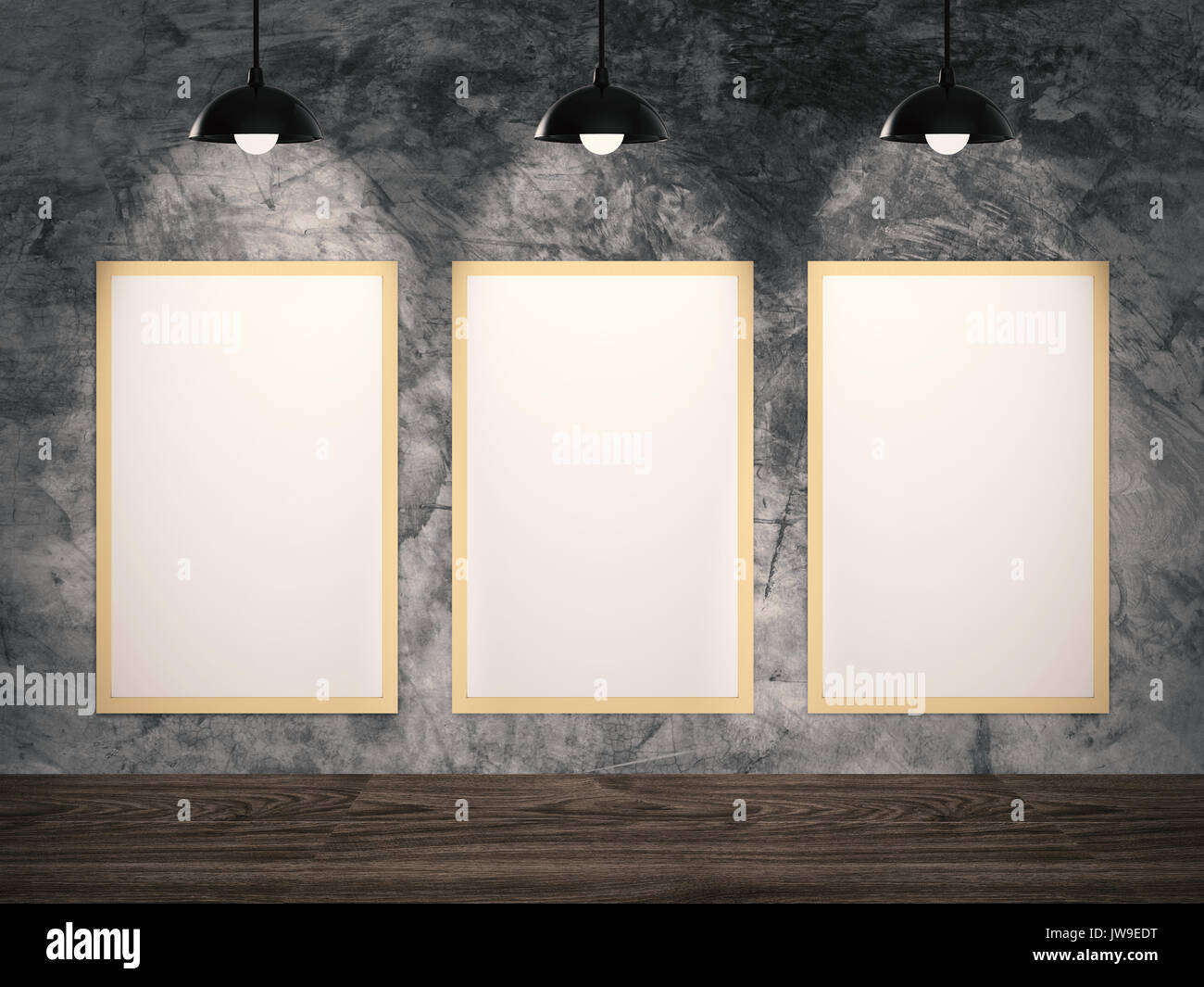 three blank frames hanging on cement wall Stock Photo 153258276 Alamy