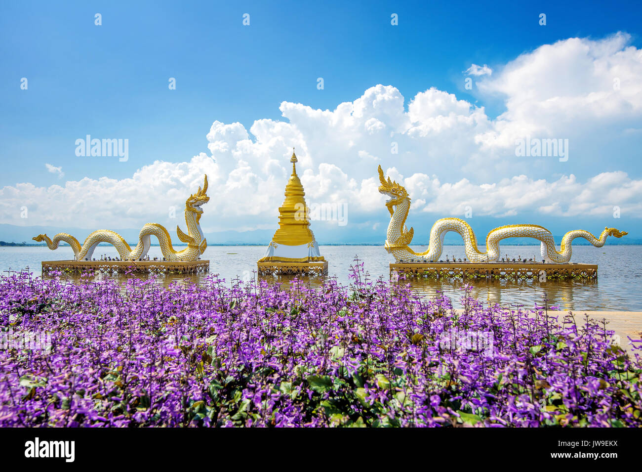 Kwan Phayao (Phayao lake) is popular natural attraction in Phayao. Landmark of Phayao in Thailand. Stock Photo