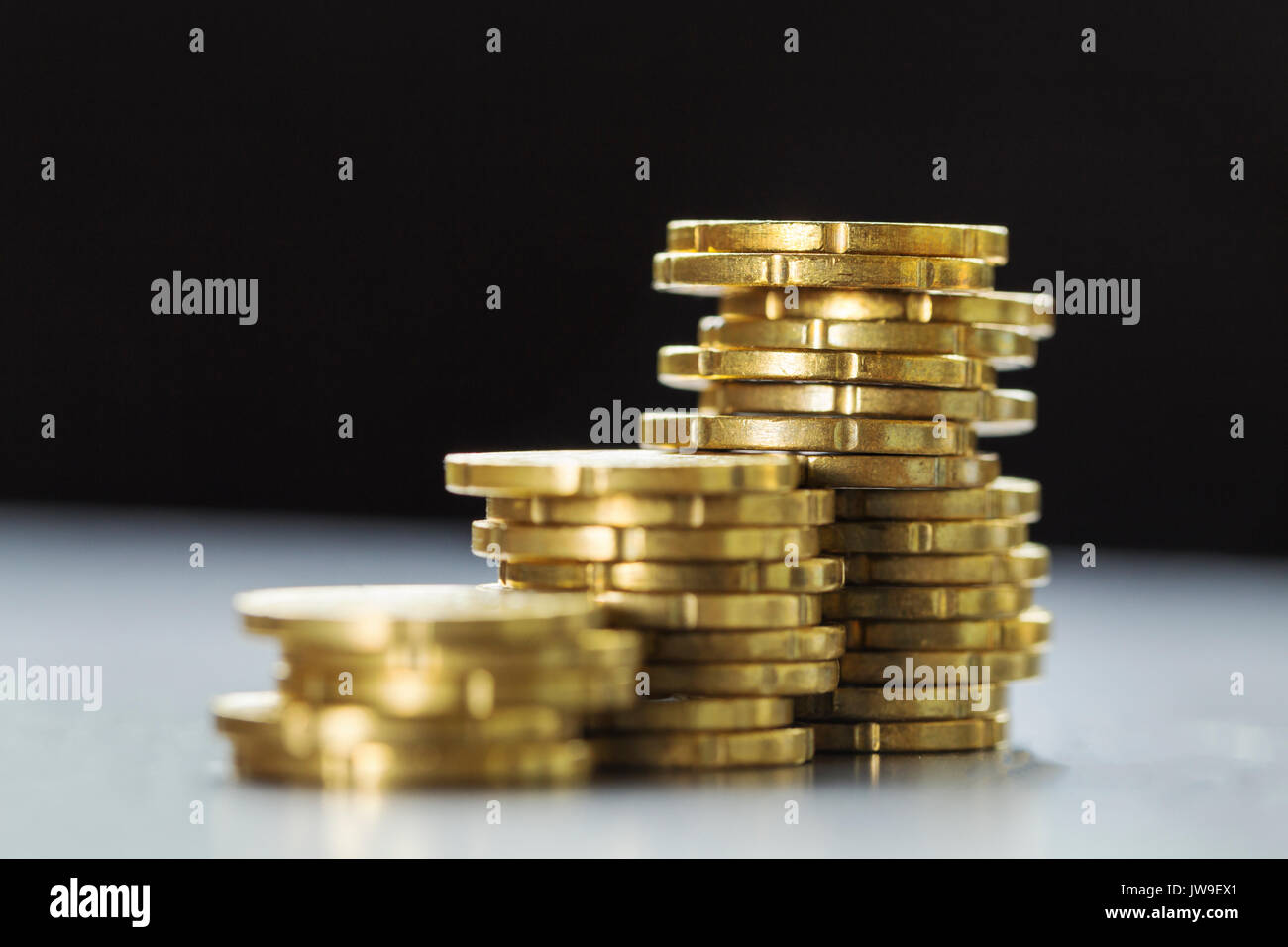 Gold shining twenty euro cent coins Stock Photo