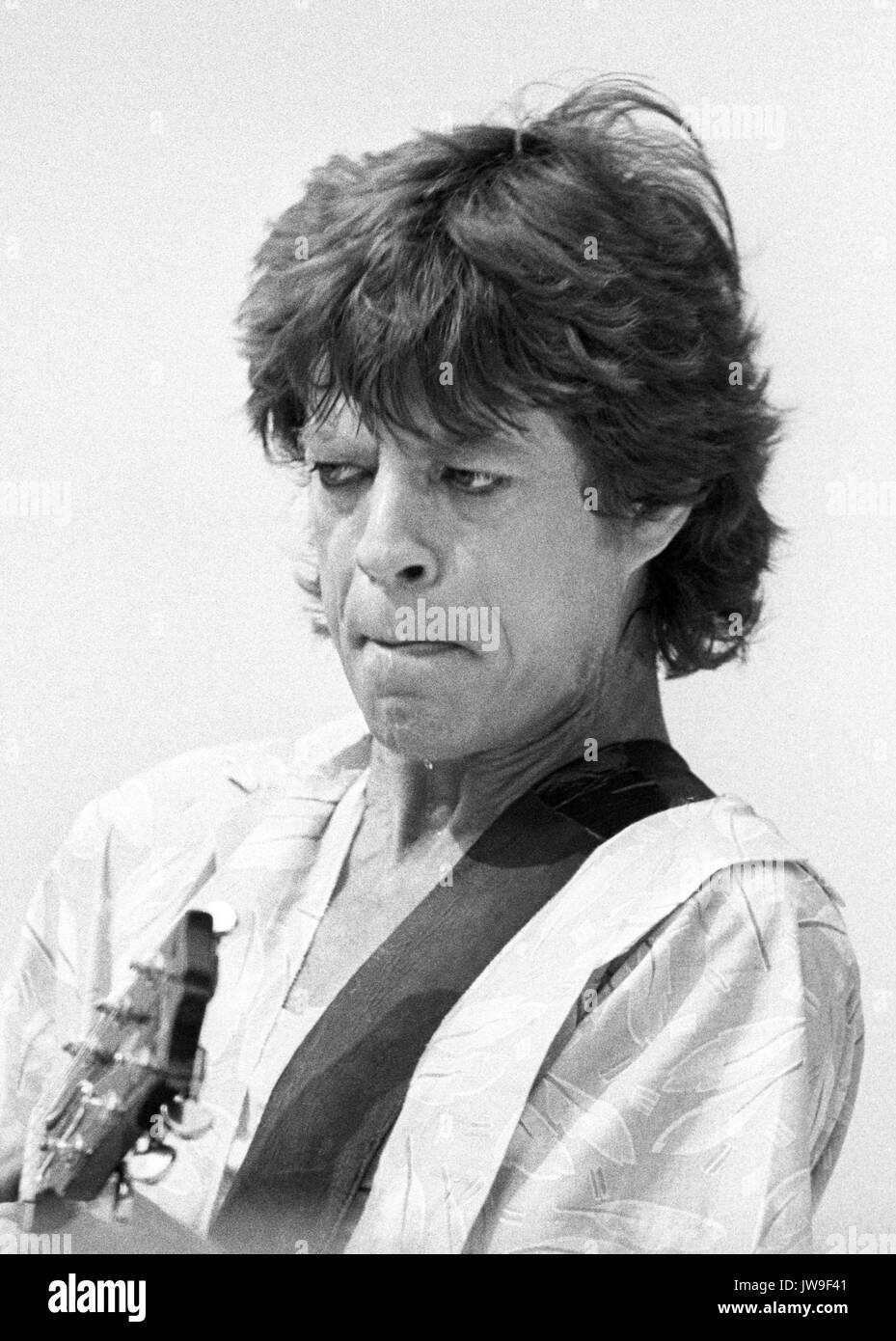 Lead singer Mick Jagger during a concert in Hanover (Lower Saxony, Germany) on 6 June 1982