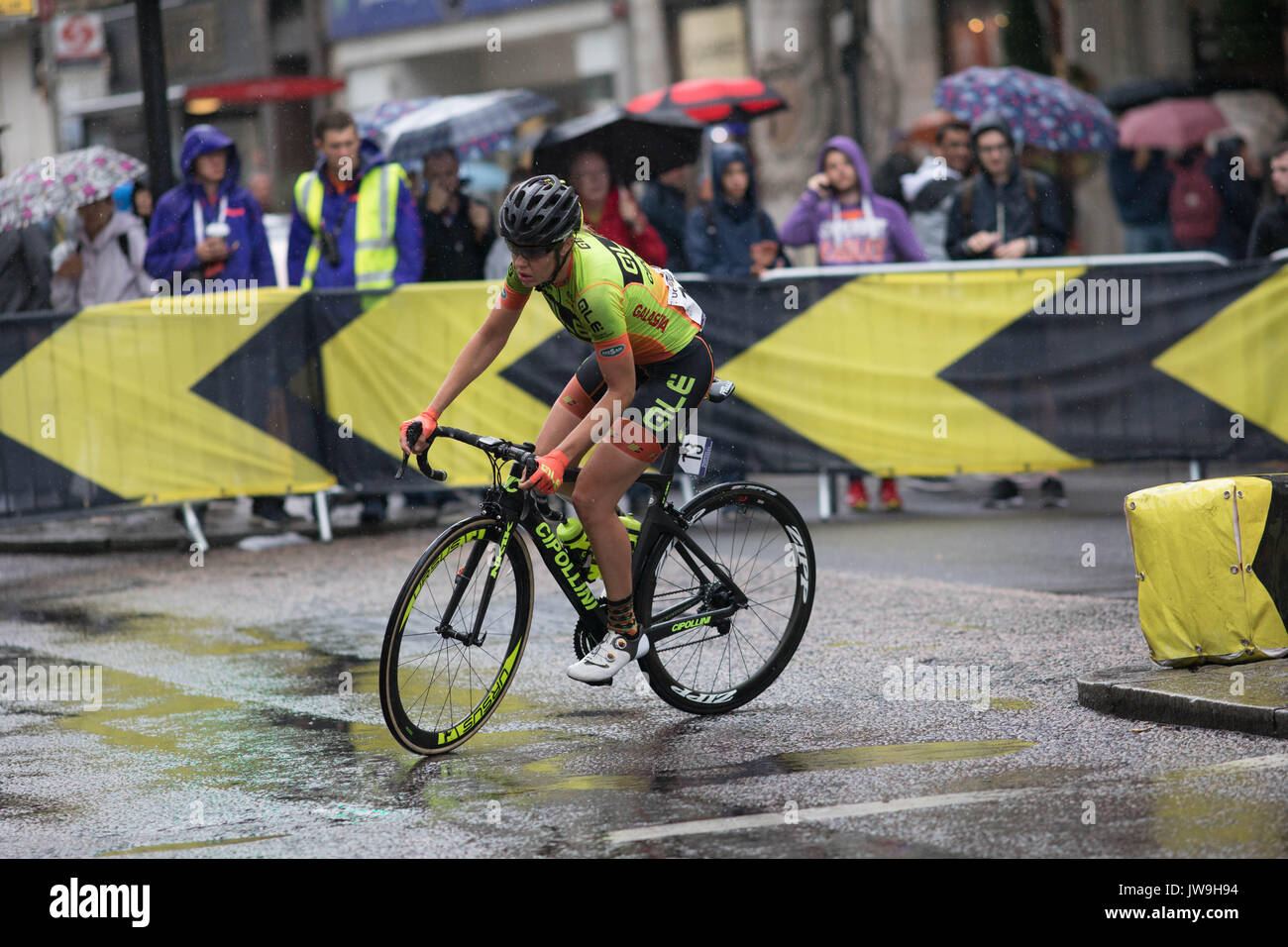 29 July 2017 The Strand London UK Prudential ride the Classique Race coming around the corner Kasper Romy from ALE Lipollini team Stock Photo