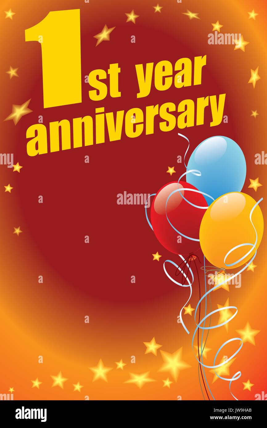 Background with design elements, the poster or invitation for the first anniversary Stock Vector