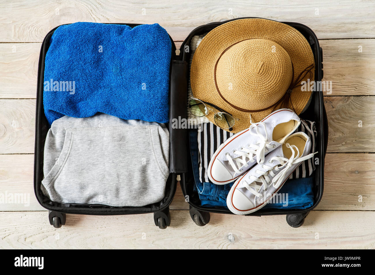 Tourism objects isolated top view no people luggage Stock Photo