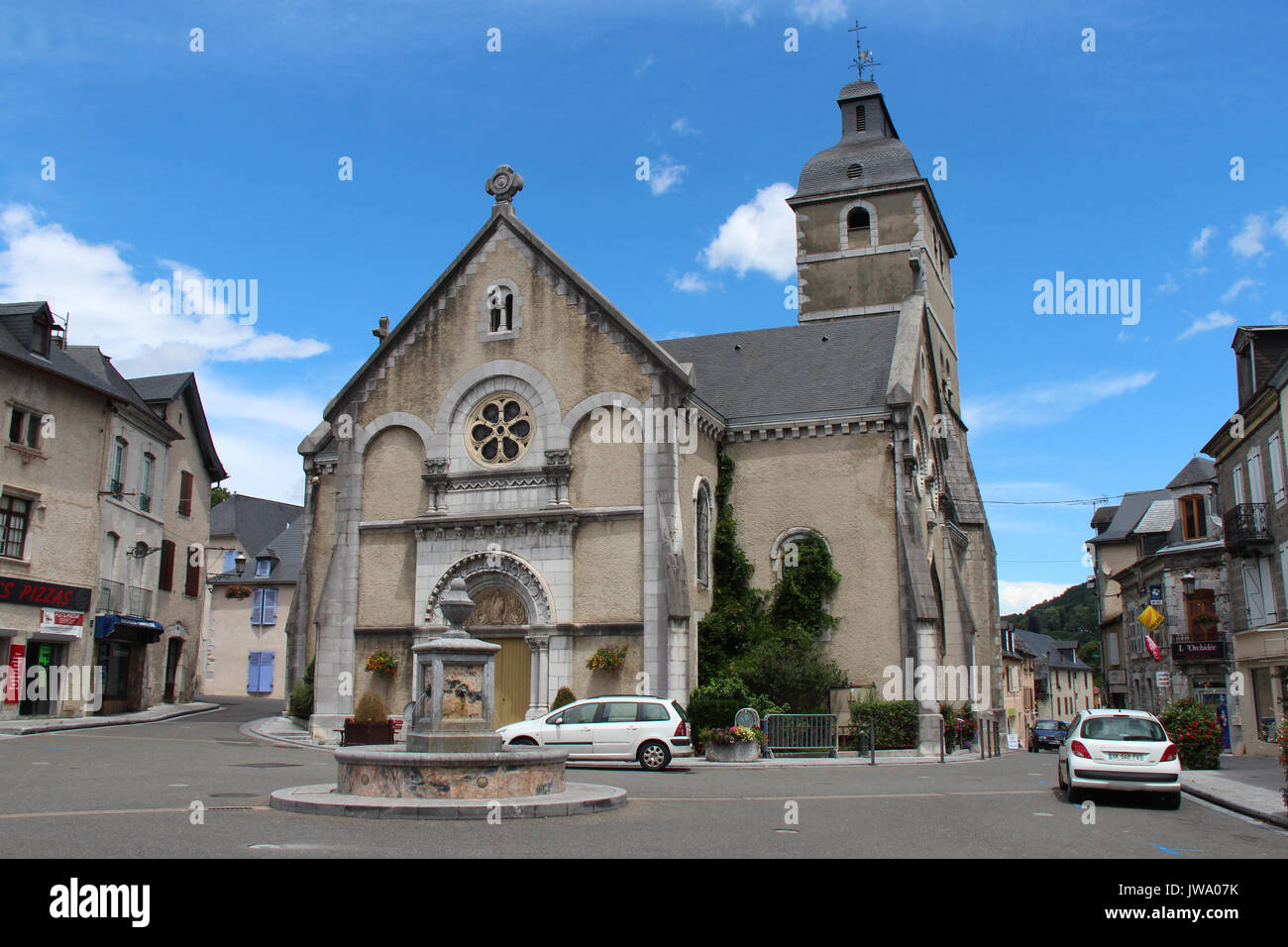 Saint-Germain church in Arudy (France). Stock Photo