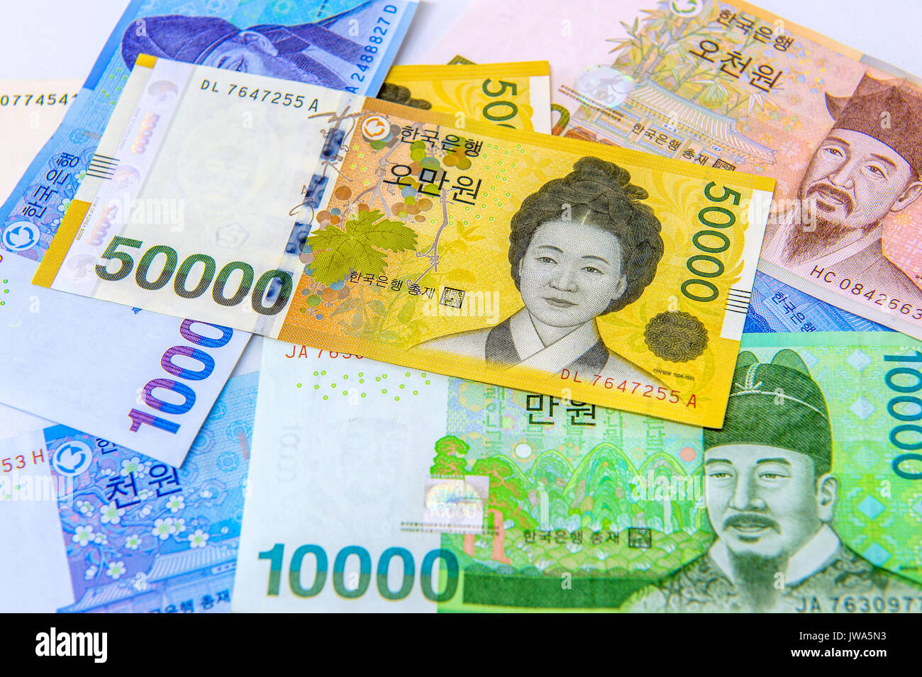 South Korean Won Currency Stock Photos & South Korean Won Currency