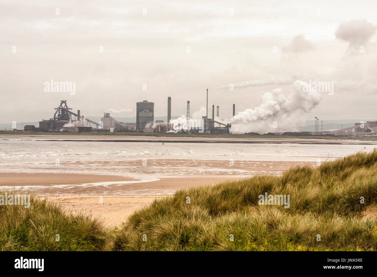 A view of the former SSI steelworks from the beach at Hartlepool Stock