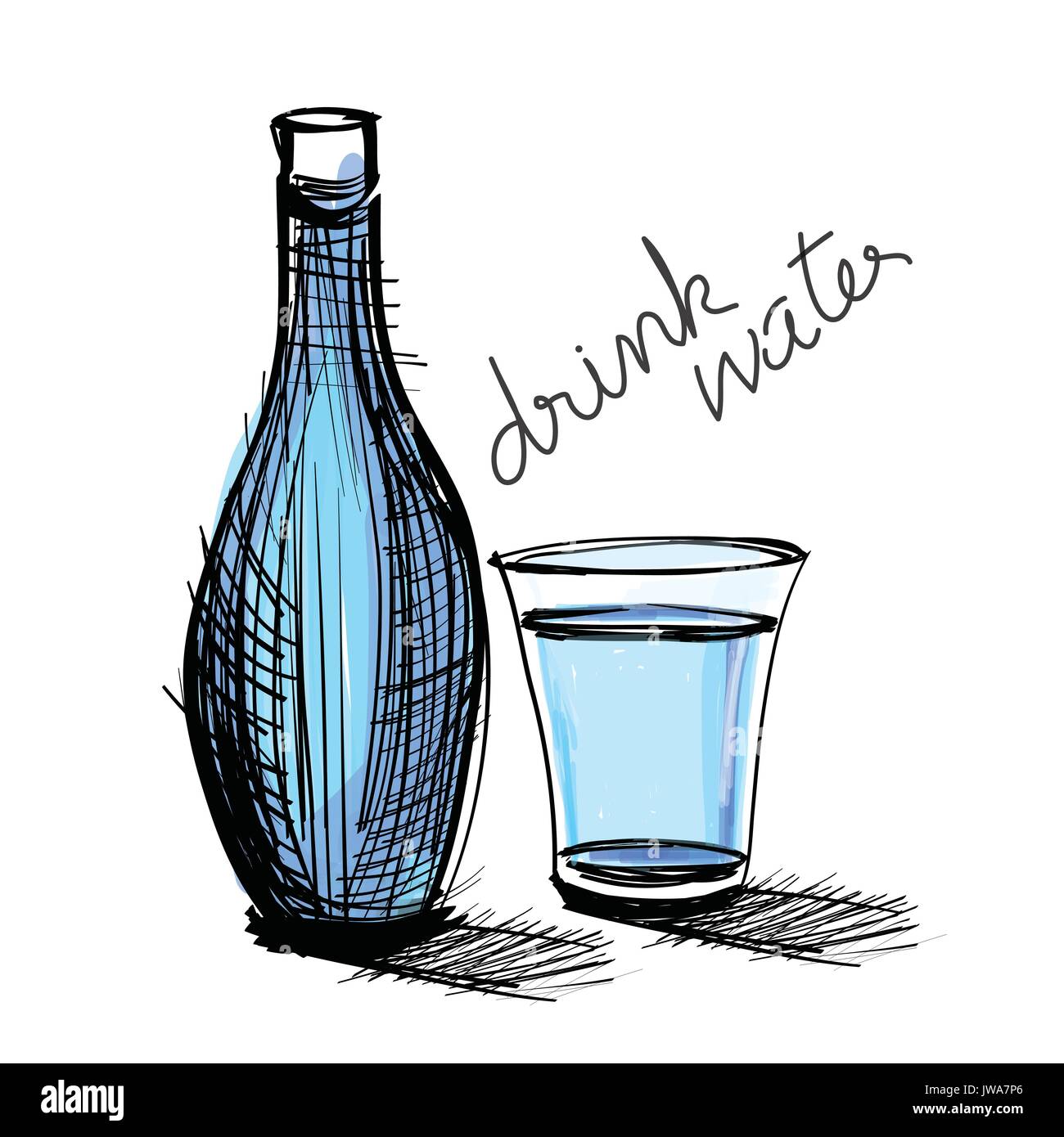 The abstract of water drink in bottle and glass. rough drawing Stock Vector  Image & Art - Alamy