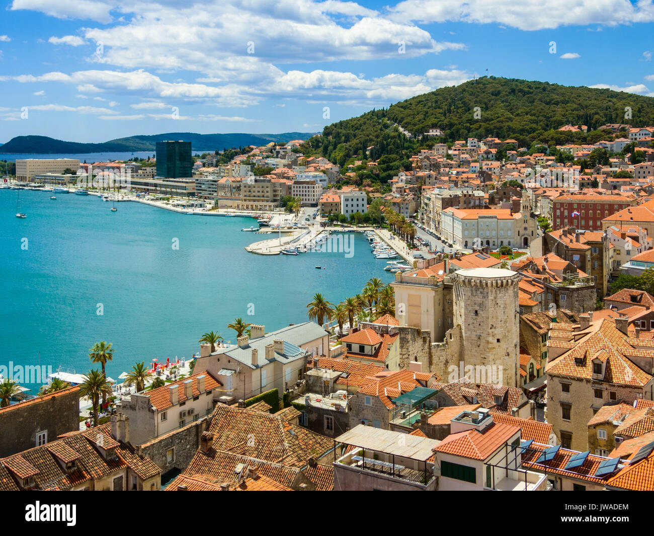 Split Old Town and the Bay Stock Photo