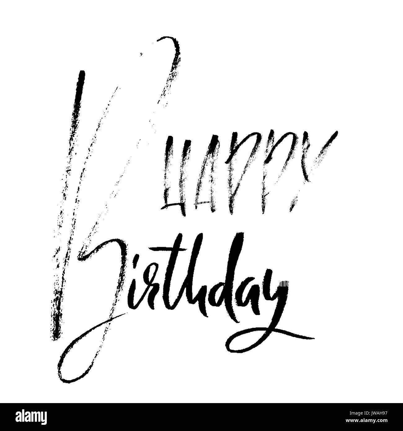 Happy birthday modern brush lettering for invitation and greeting card