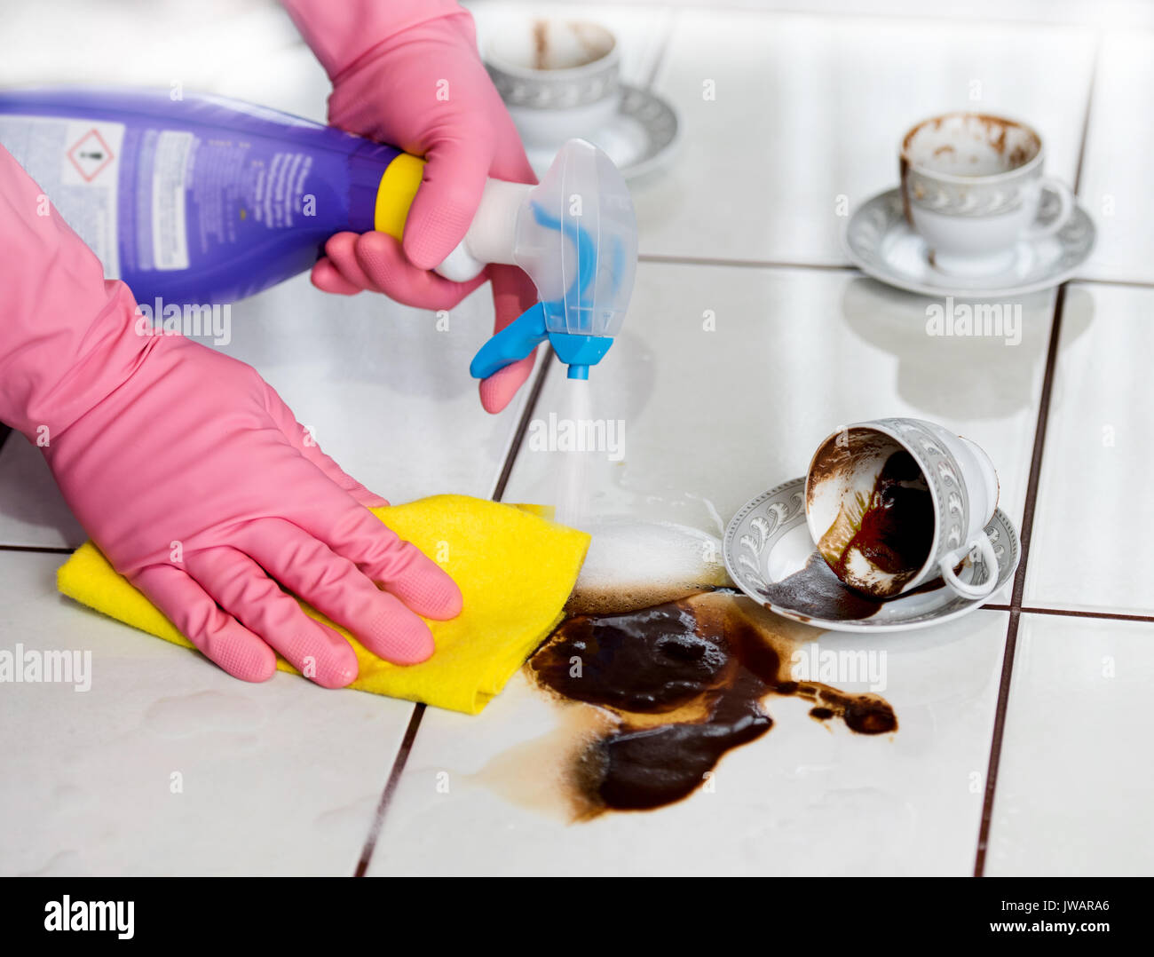 Coffee stain cleaning Stock Photo Alamy