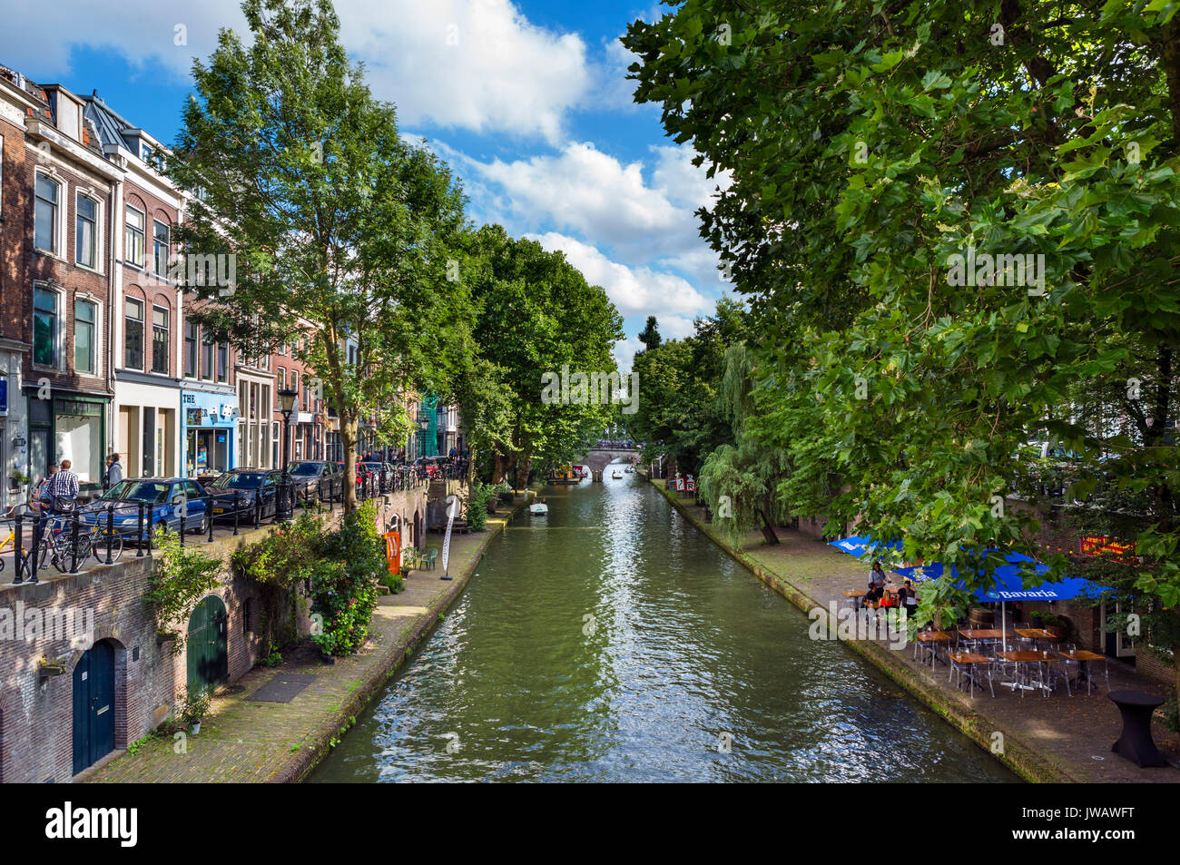 The Oudegracht (Old Canal) in the city centre, Utrecht, Netherlands Stock Photo