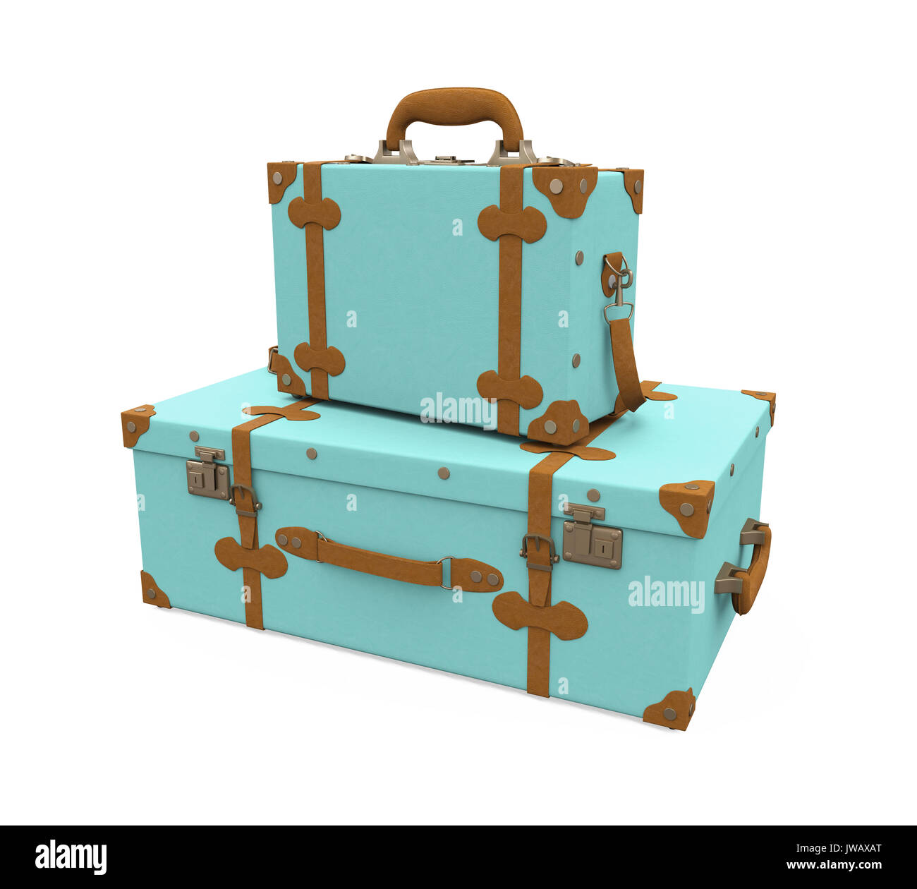Pile of Vintage Suitcases Isolated Stock Photo Alamy