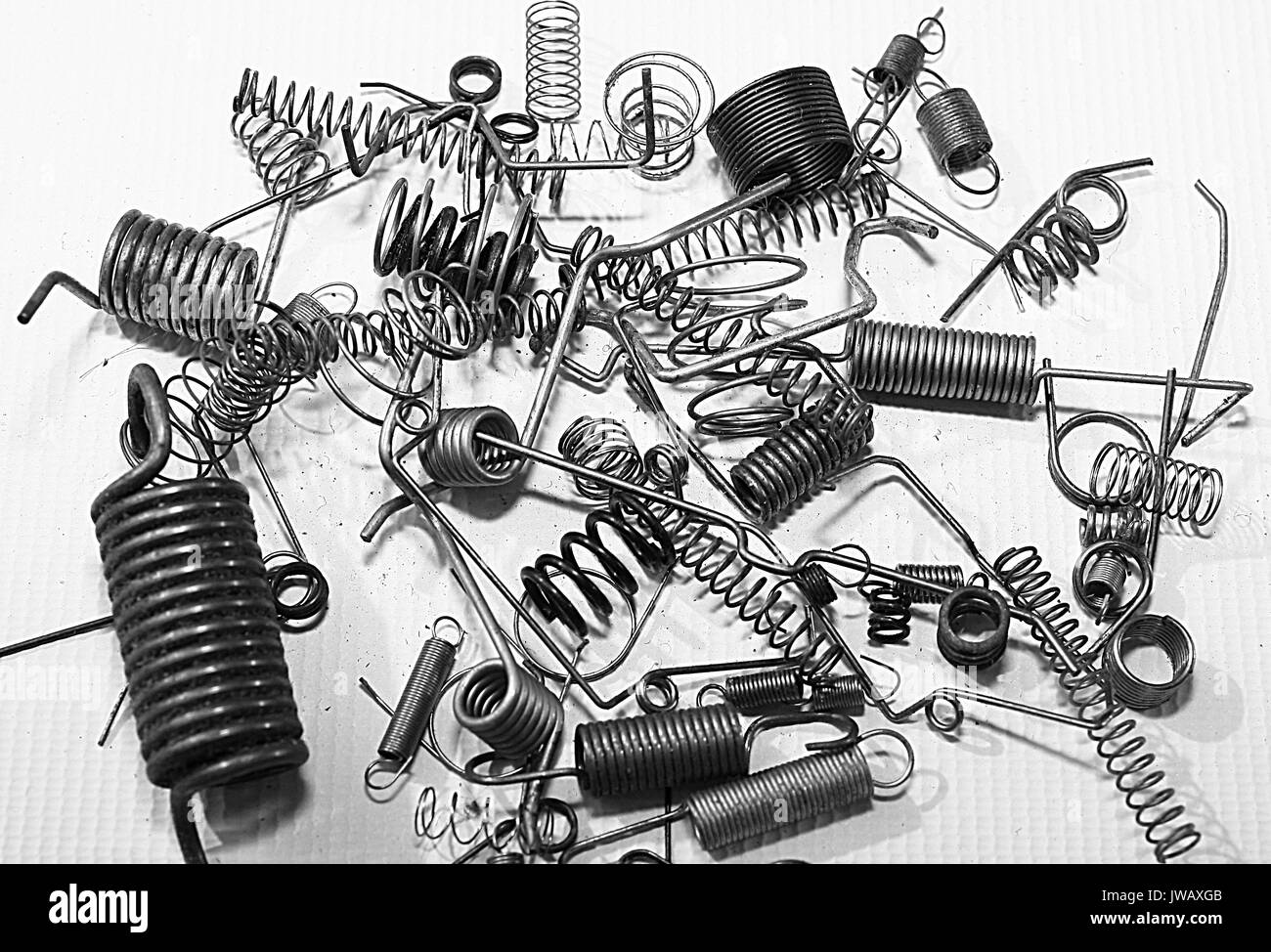 Set of springs of any shape and size, black and white Stock Photo Alamy