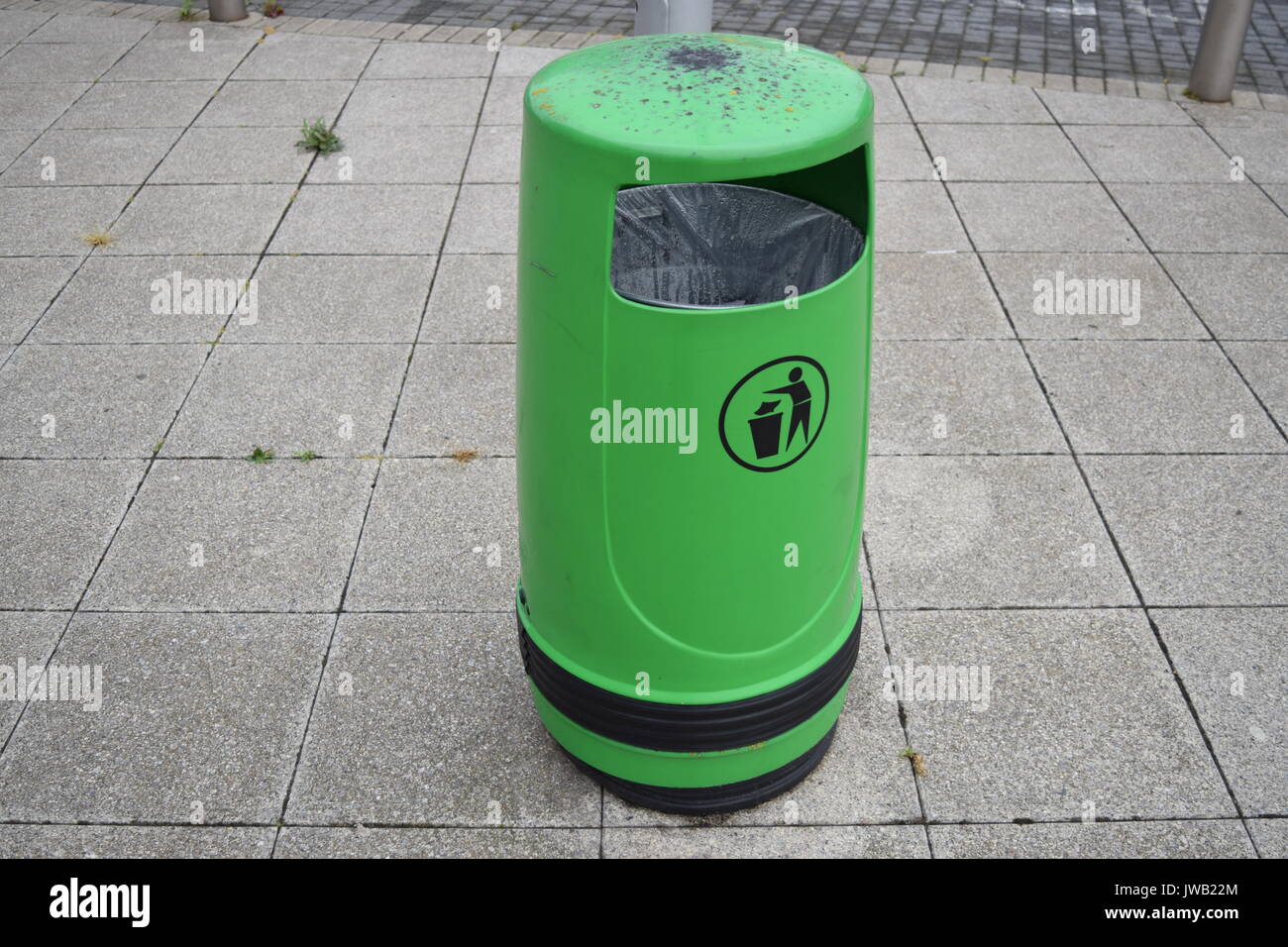 Green bin in the street Stock Photo Alamy
