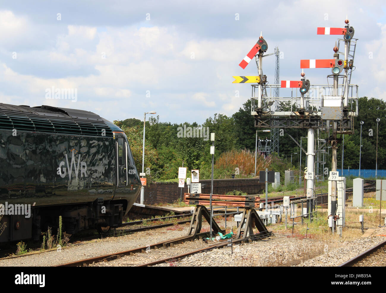 High Speed train in Great Western Railway livery passing an old Great
