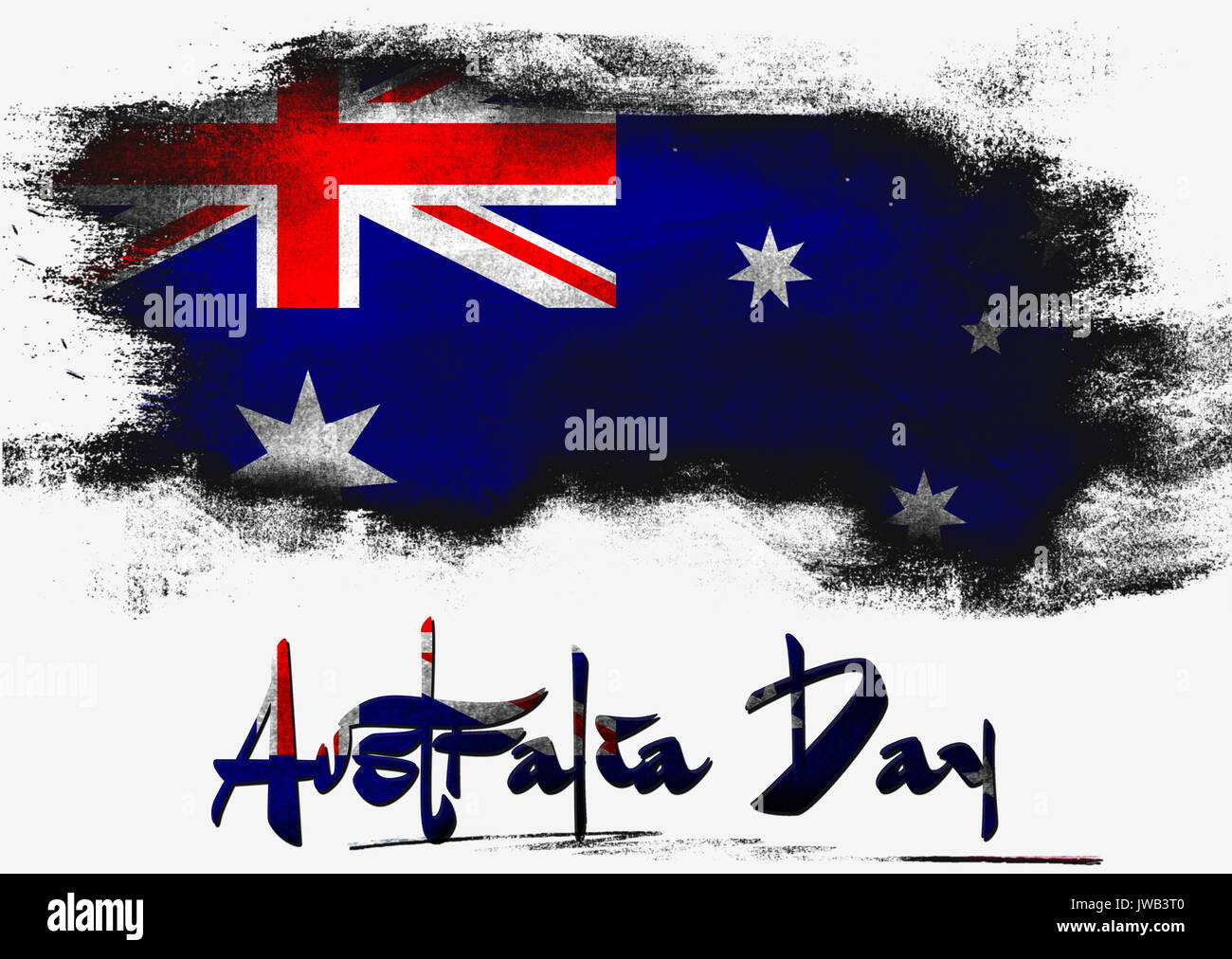 Flag of Australia painted with brush on solid background Stock Photo ...